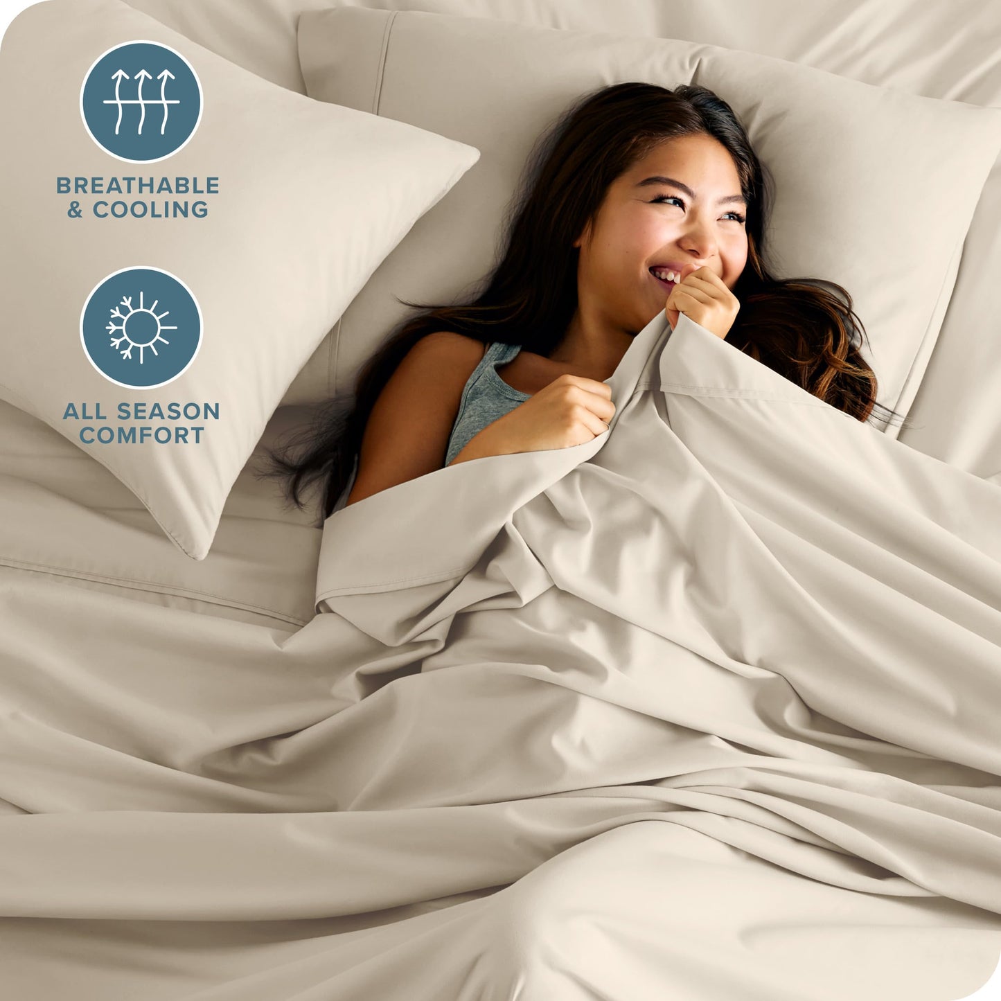 Bare Home Hotel Luxury King Sheet Set, Extra Soft - 6 Piece Set - Deep Pockets - Easy Fit - Cooling & Breathable - Wrinkle, Fade, Stain Resistant - Includes 4 Pillowcases (King, Sand)