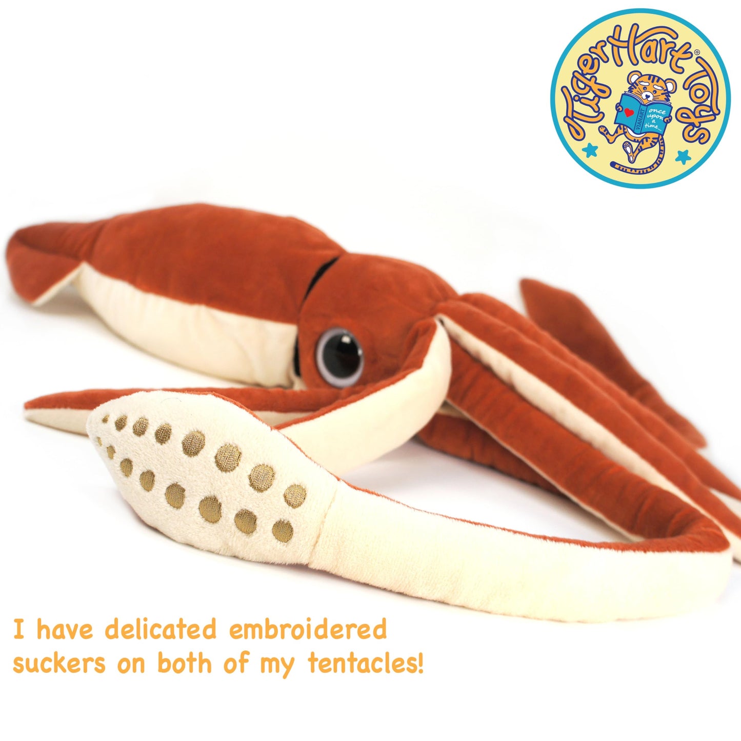 Shubert The Squid - 35 inch Large Stuffed Animal Squid - by TigerHart Toys