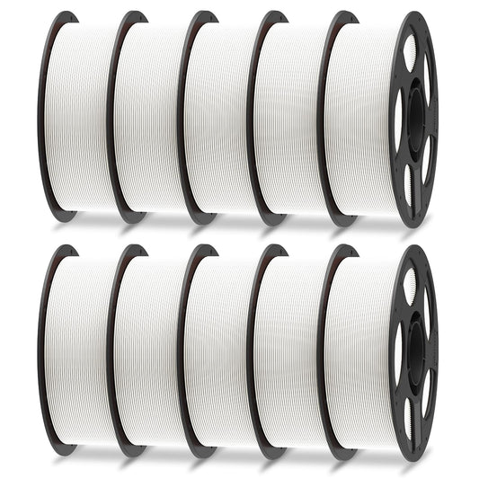 ANYCUBIC PLA Plus (PLA+), 3D Printer Filament 1.75mm Bundle, High Toughness, Dimensional Accuracy +/- 0.02mm, Print with Most FDM 3D Printers, 10 Pack 1KG Reusable Spool White