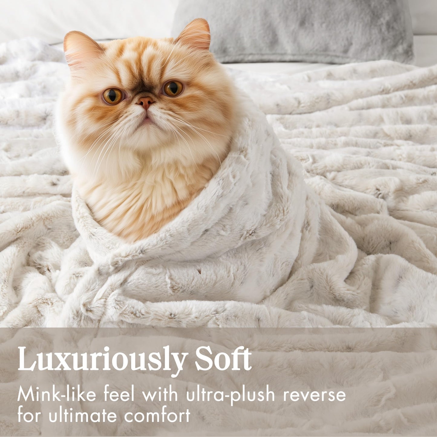 Madison Park Ultra-Soft Poly Fur Blanket Queen Size, Reversible Plush, All Season & Lightweight Queen Fuzzy Blanket for Bed, Couch & Sofa, Zuri, Full/Queen Snow Leopard