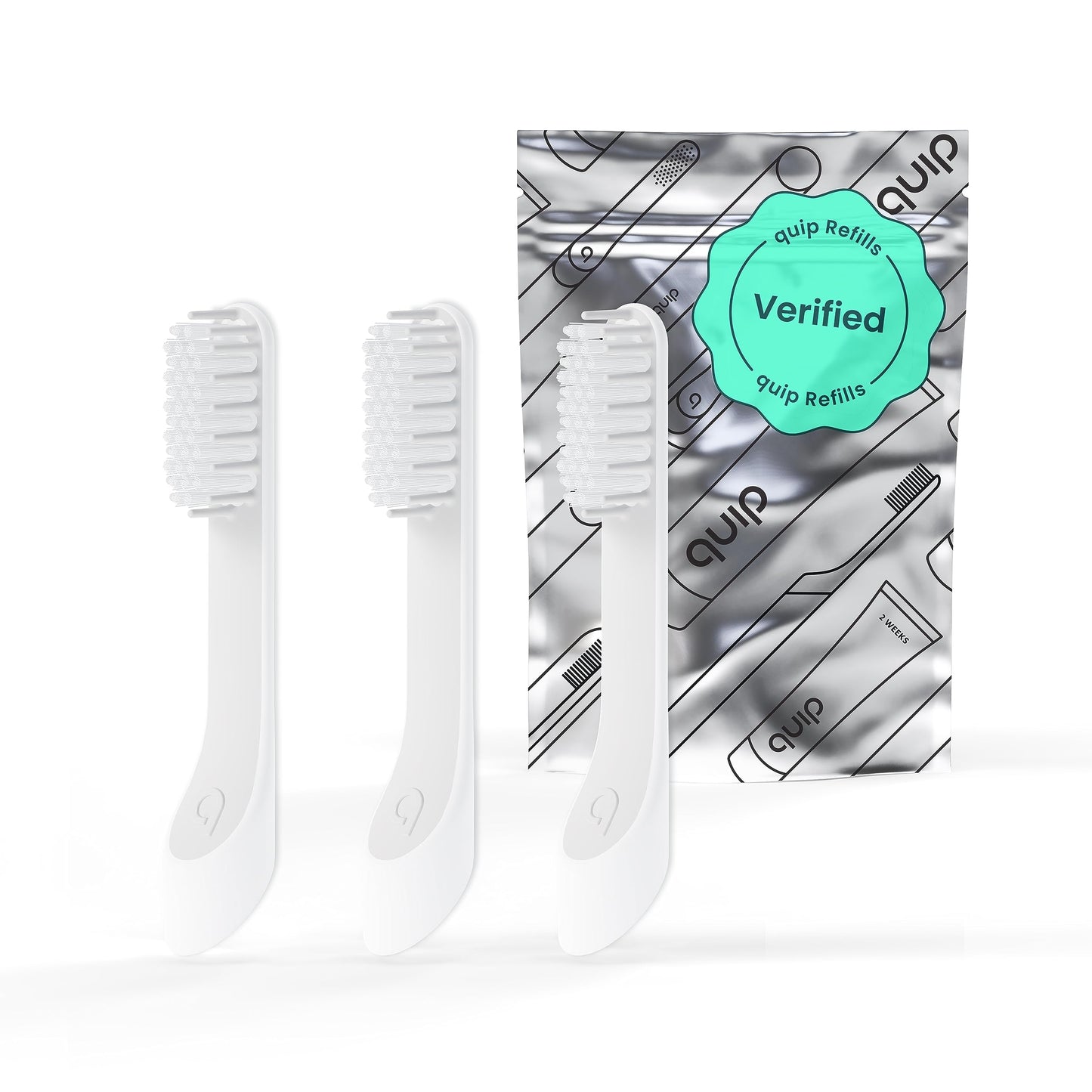 quip Sonic Toothbrush Replacement Heads for Adults - 3 Pack - Verified quip Standard Brush Head Refills for Electric Toothbrushes - Soft Bristles, Compact & Flexible - Last 3 Months Each