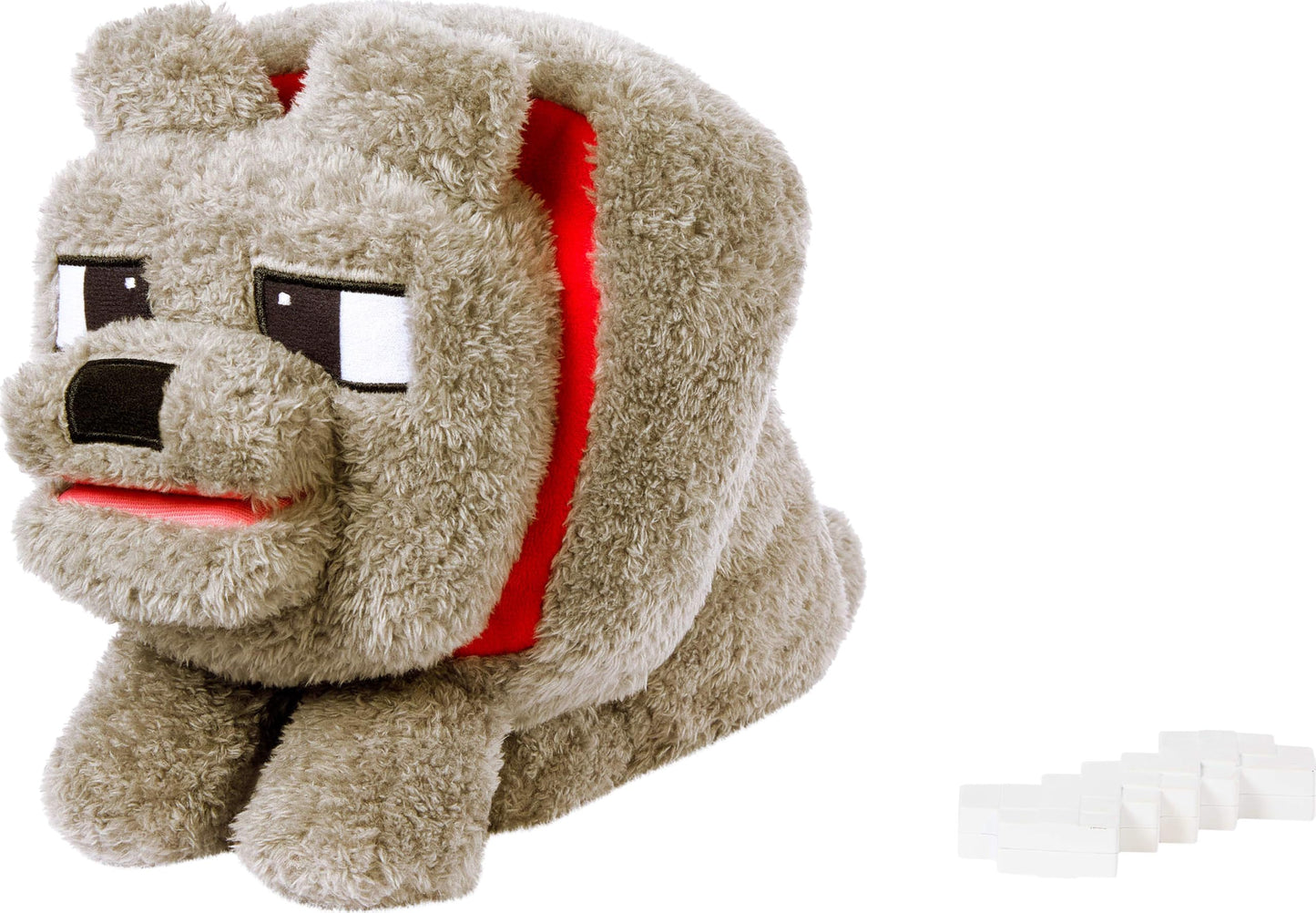 Mattel Minecraft Dennis the Wolf Plush Toy with Feeding Action & Sound, Food Mode Stuffed Animal Inspired by a Minecraft Movie