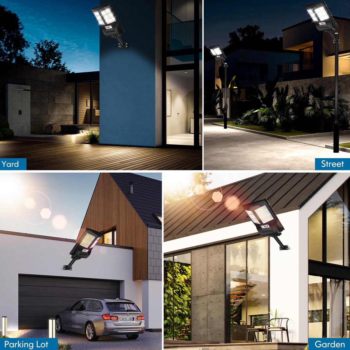 2 Pack Outdoor Waterproof 6500K 80000LM 756 LED Beads Dusk to Dawn Solar Flood Light with Motion Sensor and Remote Control for Parking Lot, Garage
