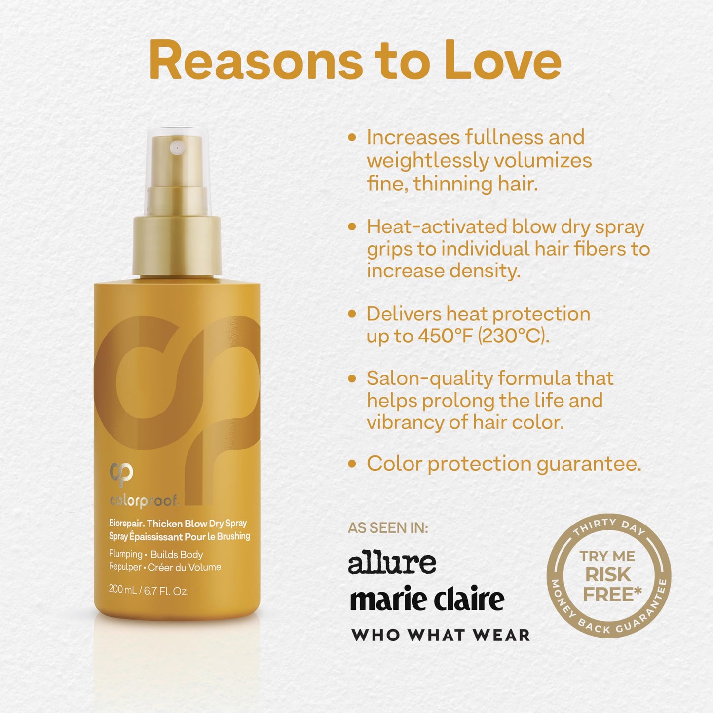 ColorProof Biorepair Thicken Blow Dry Spray 6.7 Fl. Oz. Volumizing Hair Prep Spray for Fine, Thinning Hair w/Fresh Lime, Eucalyptus, Mint Leaf & Rosemary Scent, Color & Heat Protection