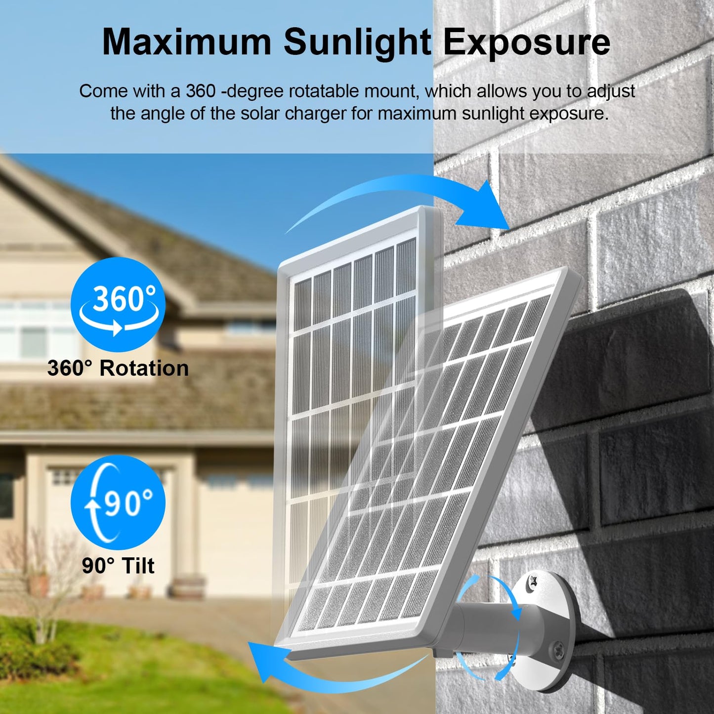Solar Panel Charger for Ring Camera, Camcorder Solar Charger Compatible with Ring Stick Up Cam Battery, Stick Up Cam Pro Battery, Spotlight Cam Plus Battery, Spotlight Cam Pro Battery, 3W, 2 Pack