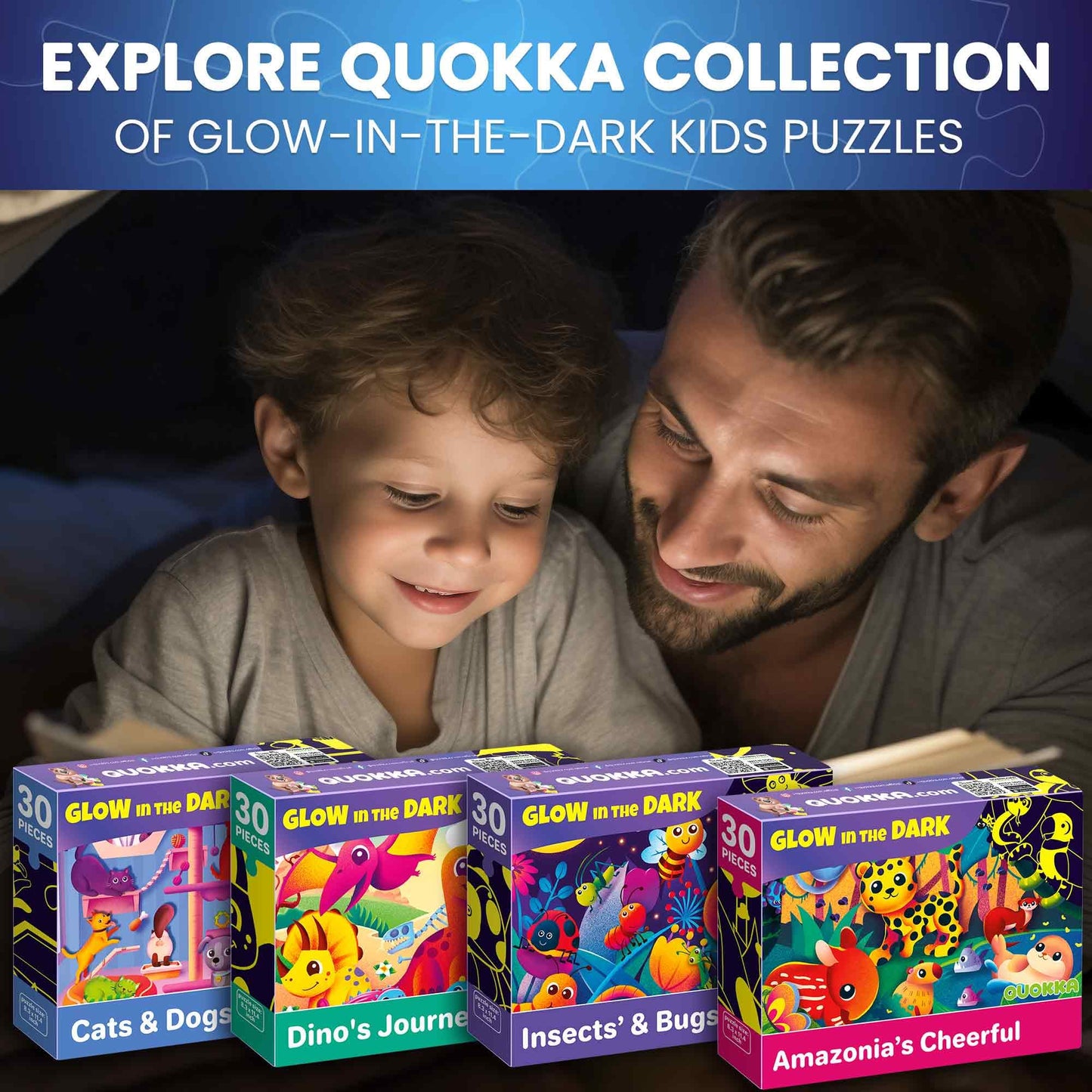 QUOKKA Puzzles for Toddlers 3-5 - 4x30 Pieces Puzzles for Kids Ages 2-4 - Pets Learning Jigsaw Puzzle - Boy and Girl Educational Toys