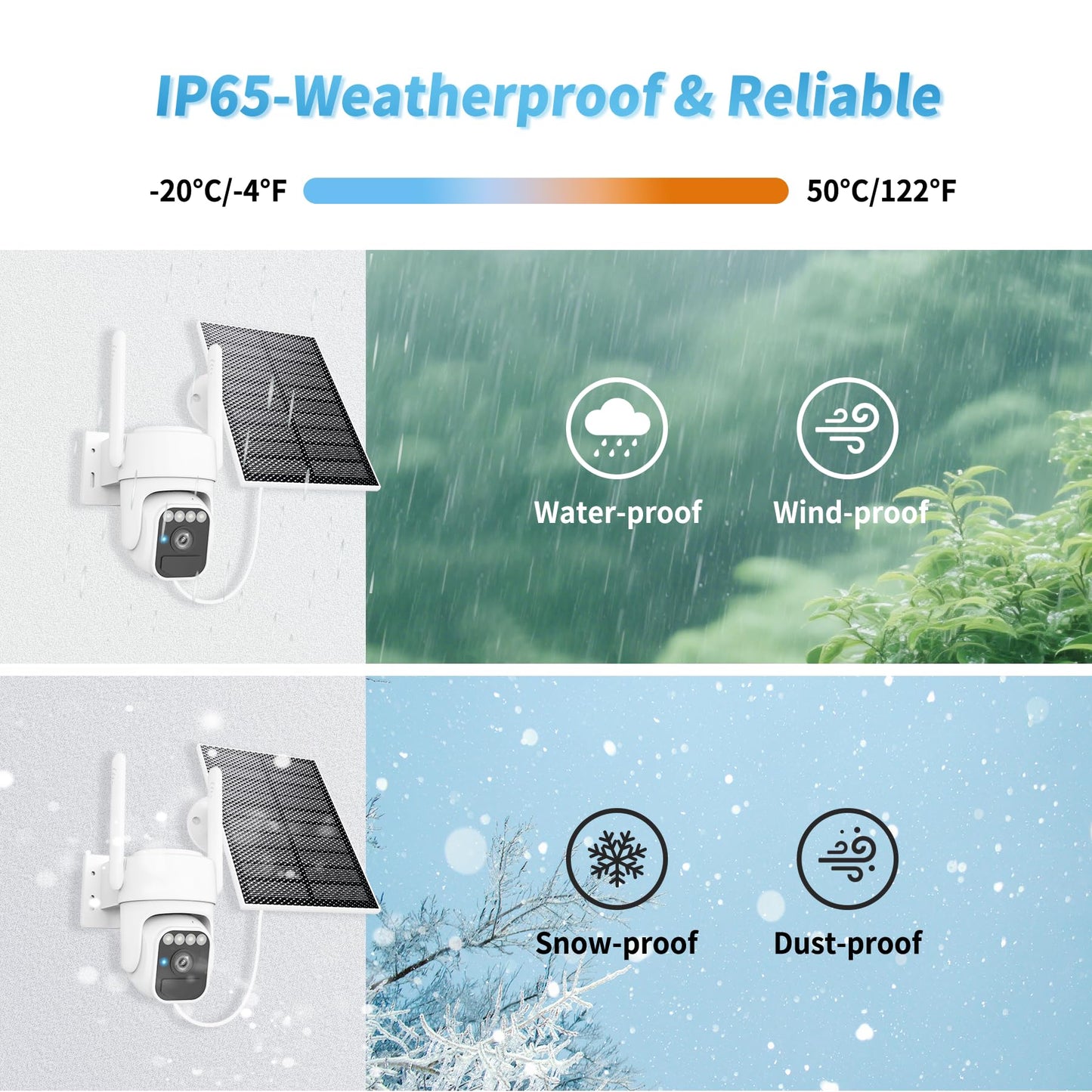 3-Link Solar Camera Outdoor Wireless, WiFi Security Cameras for Home, 360° View, Two-Way Talk, Auto Tracking, Light Alarm, Color Night Vision