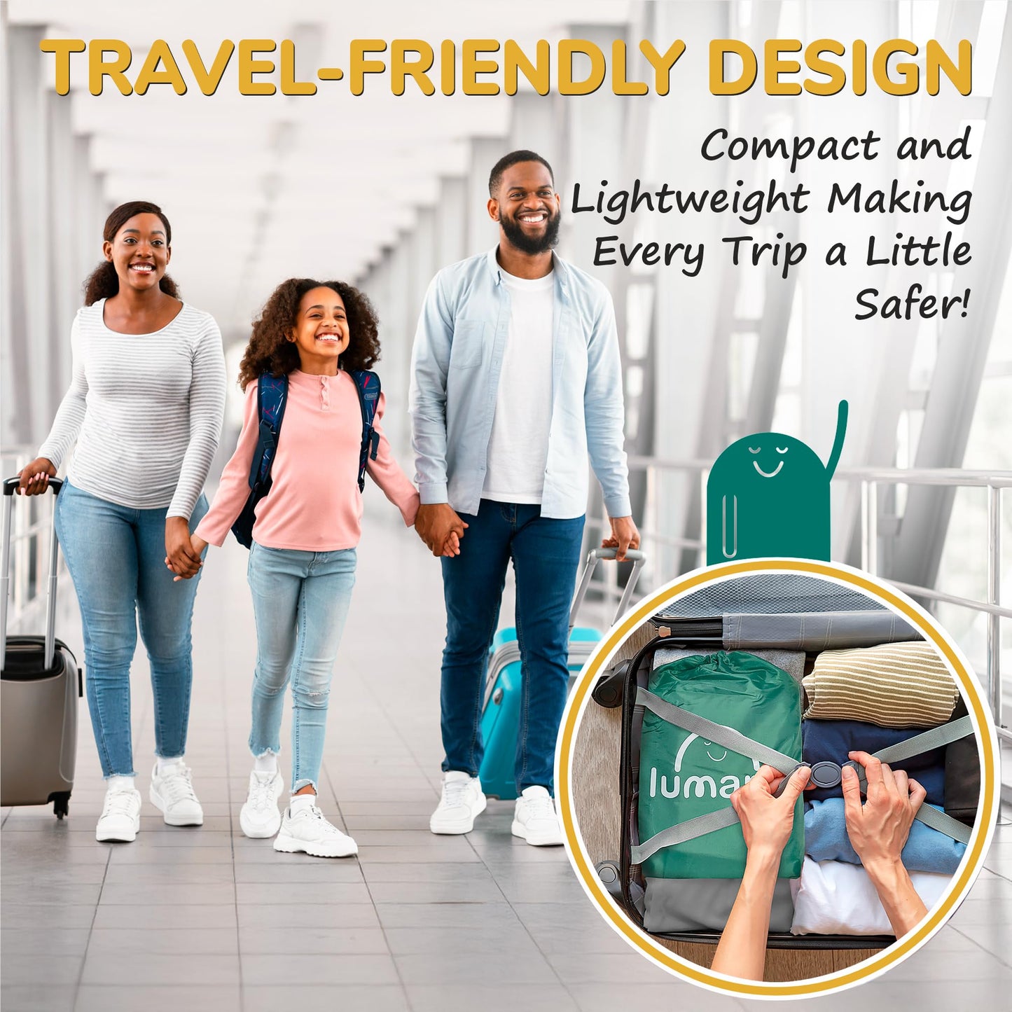 LUMARA Inflatable Bed Rail for Toddlers 2 Pack - Portable Travel Bed Bumpers for Kids Fits Twin Full Queen King Size Beds - Non-Slip Safety Guard Rails