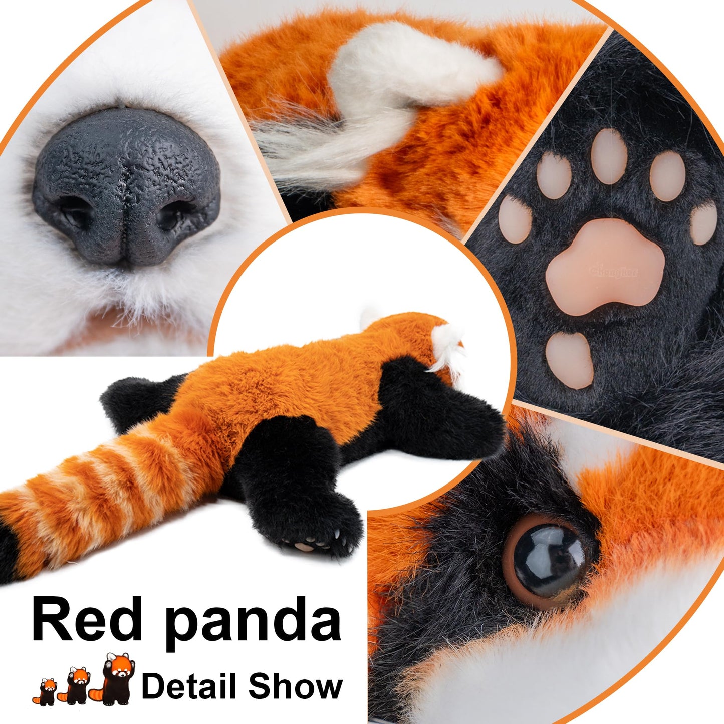 Chongker Cute Red Panda Plush Toy, Weighted Stuffed Animals, Red Panda Plush Animals Collection, Handmade Like Real, Large Size Stuffed Animals