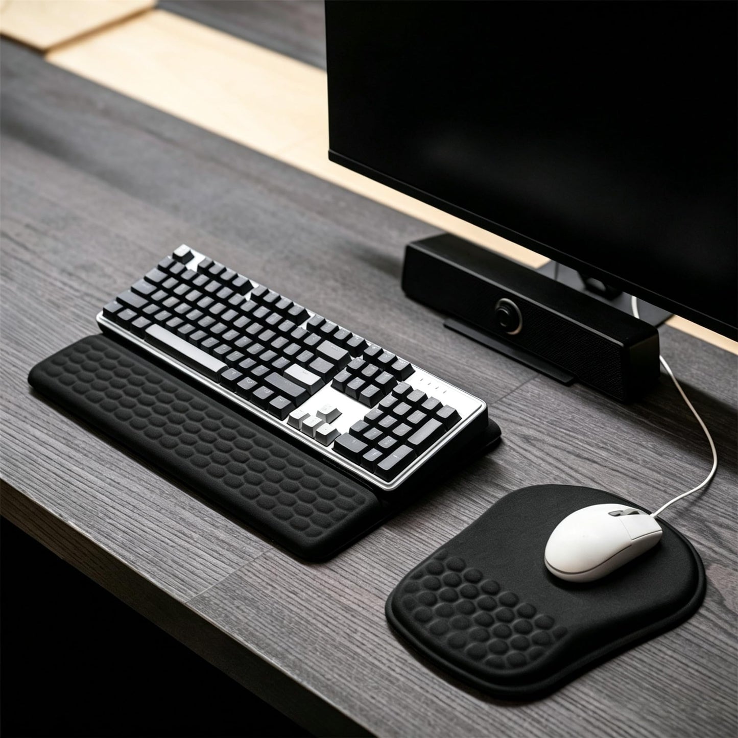 WENPIC Keyboard Wrist Rest -Ergonomic Keyboard Stand with Wrist Rest- with Carpal Tunnel Pain Relief Massage Bumps and Full Memory Gel Design - Ideal Frequent Computer (Black)