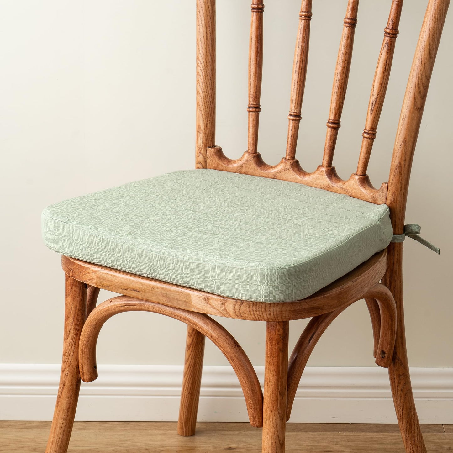 Battilo Chair Cushions for Dining Chairs with Ties, Indoor/Outdoor Kitchen Chair Pad with Non-Slip Backing, Dining Seat Cushion with Machine Washable Removable Cover, 16"x16"x2", Set of 4, Sage Green