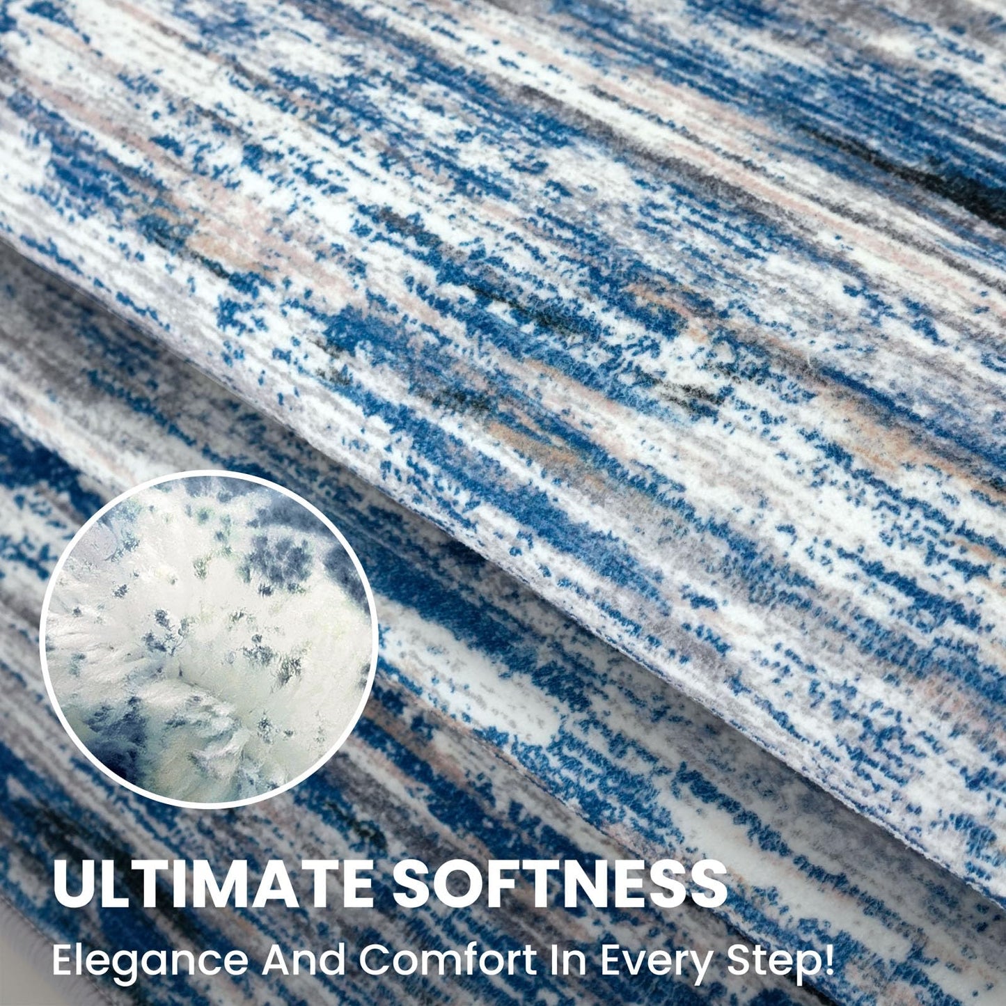 SIILOOM 5x7 Modern Abstract Area Rug for Bedroom, Navy Blue Gray Neutral Multi Large Super Soft Washable Rug with Non-Slip, Non-Shedding Rugs for Living Room, Indoor Door Mat for Home Décor