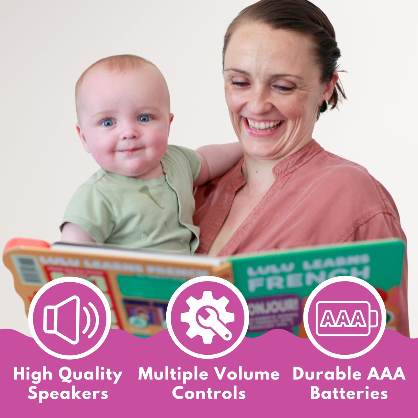 Lulu Learns French Vol. 2: Interactive Musical Baby Book – Bilingual French Learning Toy for Toddlers, Kids & Babies, Educational French Sound Book for Early Language Development