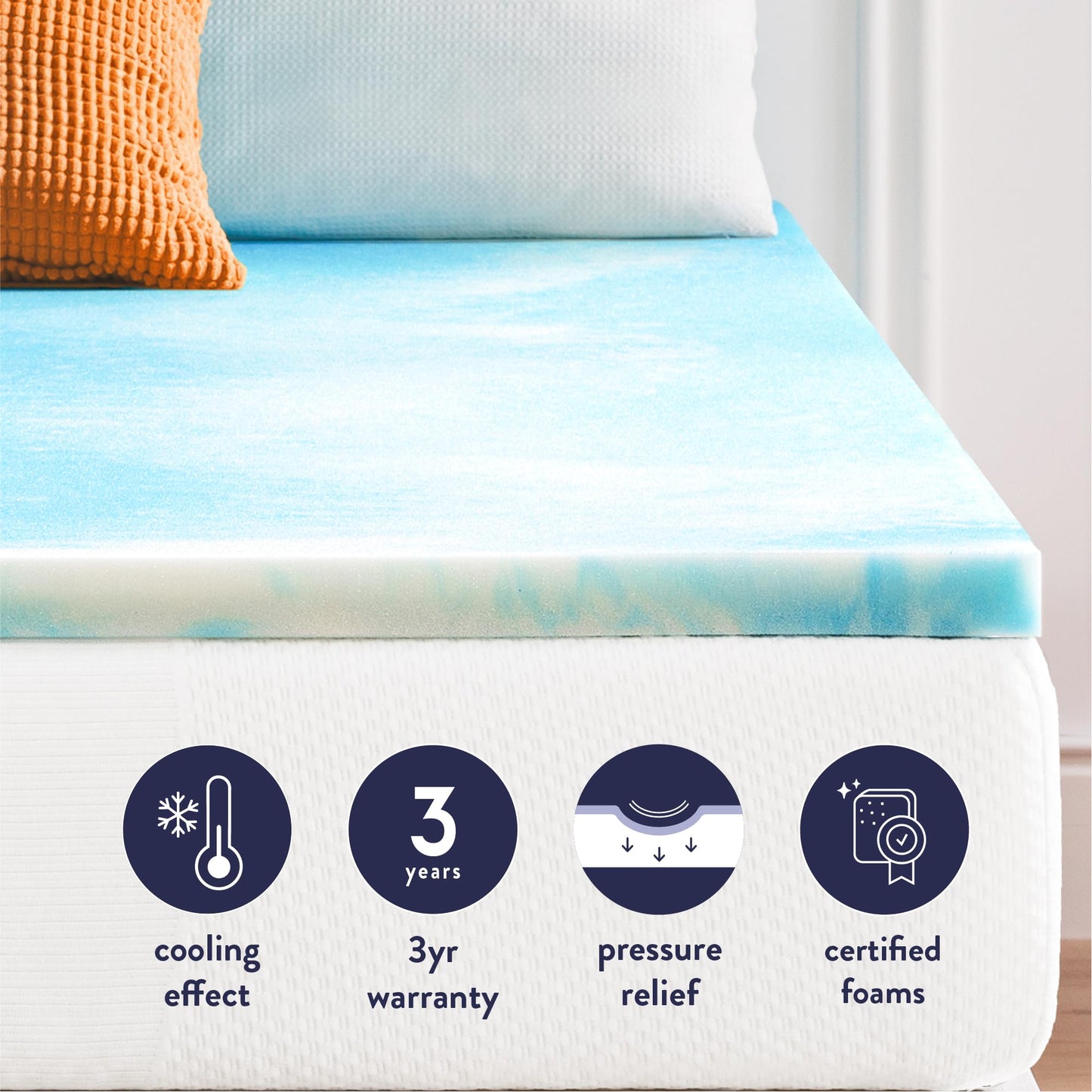 Best Price Mattress 1.5 Inch Swirl Gel AeroBreeze Cooling Air Flow Memory Foam Mattress Topper, Dorm Essentials, King