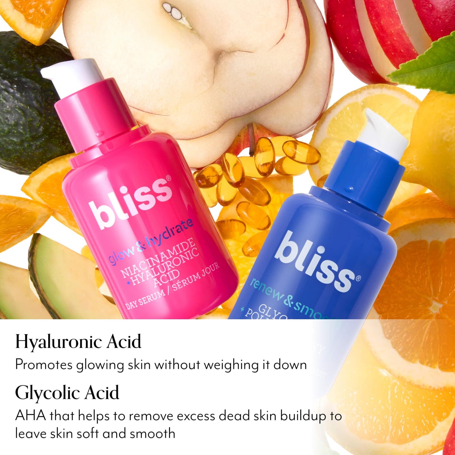 Bliss AM+PM Serum Duo: Glow & Hydrate with Vitamin C + Renew & Smooth with Glycolic Acid for 24-Hour Radiant, Hydrated Skin - Daily Skincare Routine Set