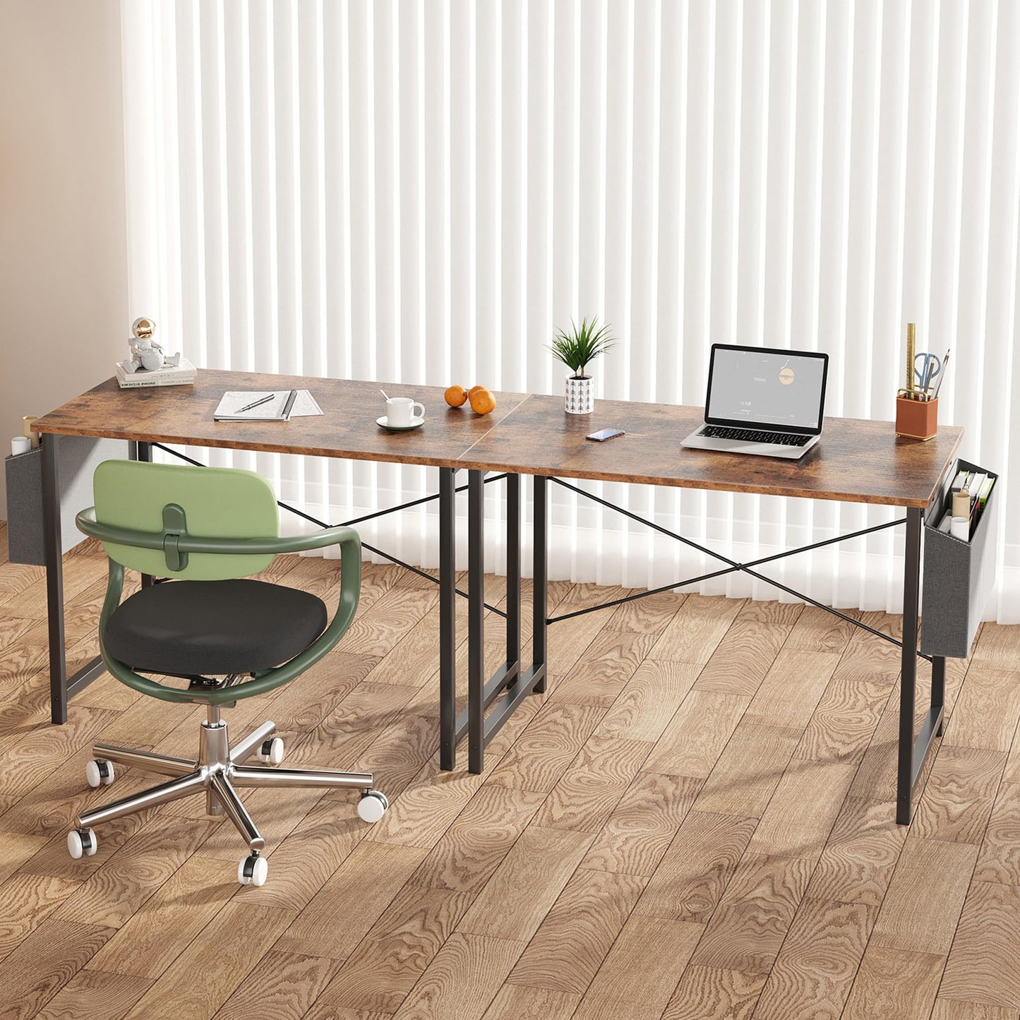 OLIXIS Computer Desk 31 Inch Home Office Desks for Small Spaces, Gaming Writing Study Work Table with Storage Bag for Bedroom, Rustic Brown Space Saving Compact