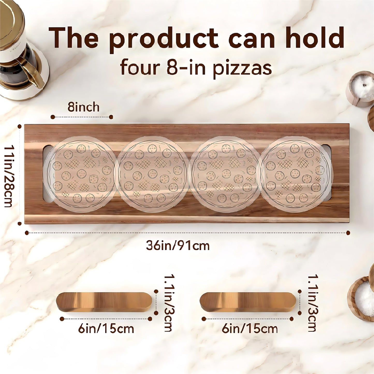 LDQ 36 Inch Extra Large Charcuterie Board, Acacia Wood Long Serving Board with Handles and 2 Stands, Rectangular Cheese Platter, Cutting Board and Serving Tray for Meat, Party Appetizers