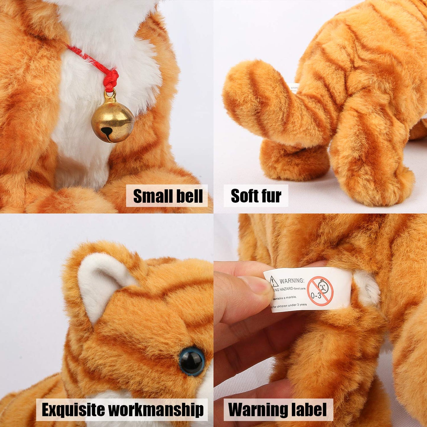 Smalody Plush Cat Walking Pet Sound Control Electronic Cat Interactive Toys Electronic Pets Robot Cat Stand Walk Electronic Toys Best Gift for Kids Children(Yellow)