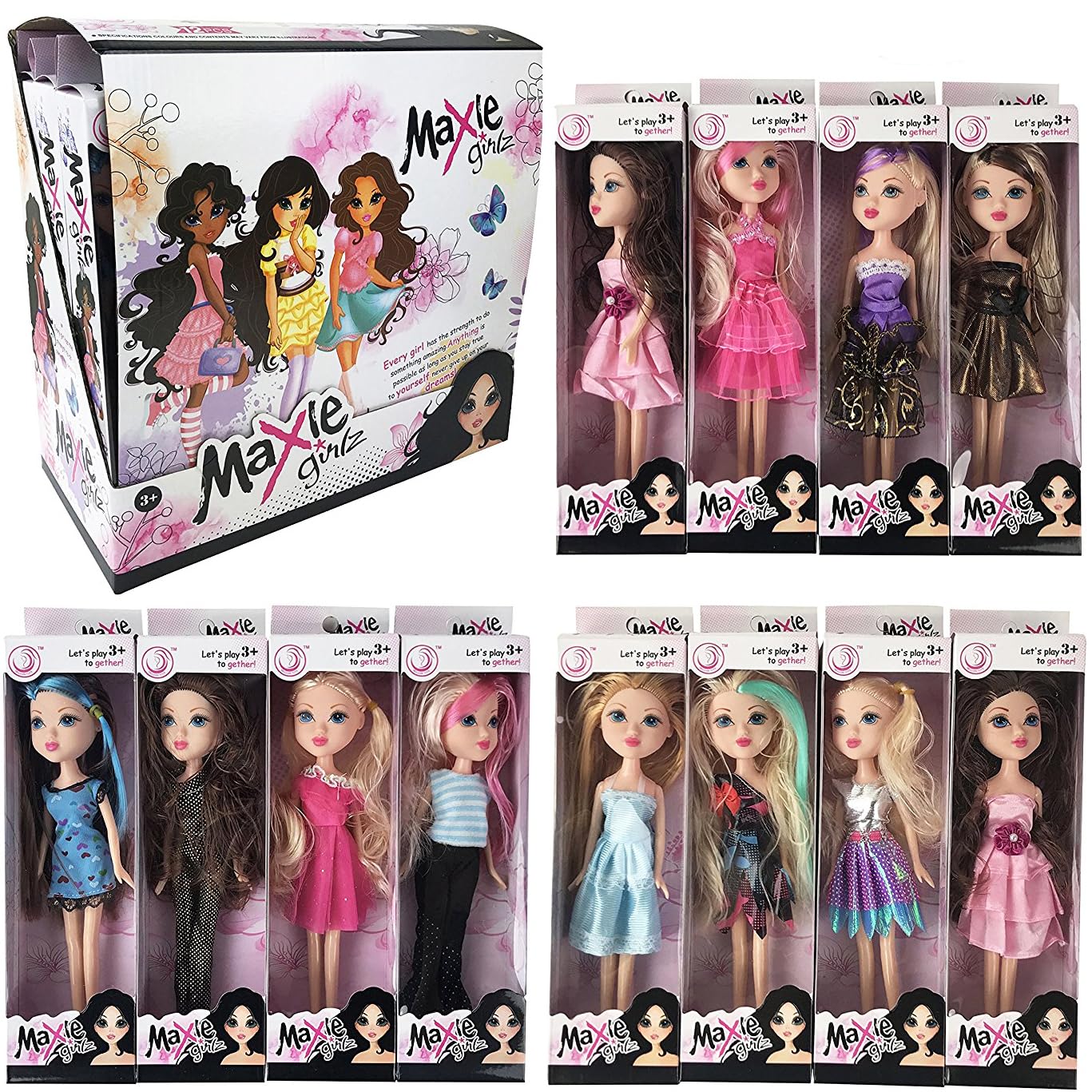Liberty Imports 12 Pack: American Fashion Beauty Dolls in Individual Boxes - 10" Girls Runway Divas Multipack Toys Bundle Bulk Party Favors Supplies (10")
