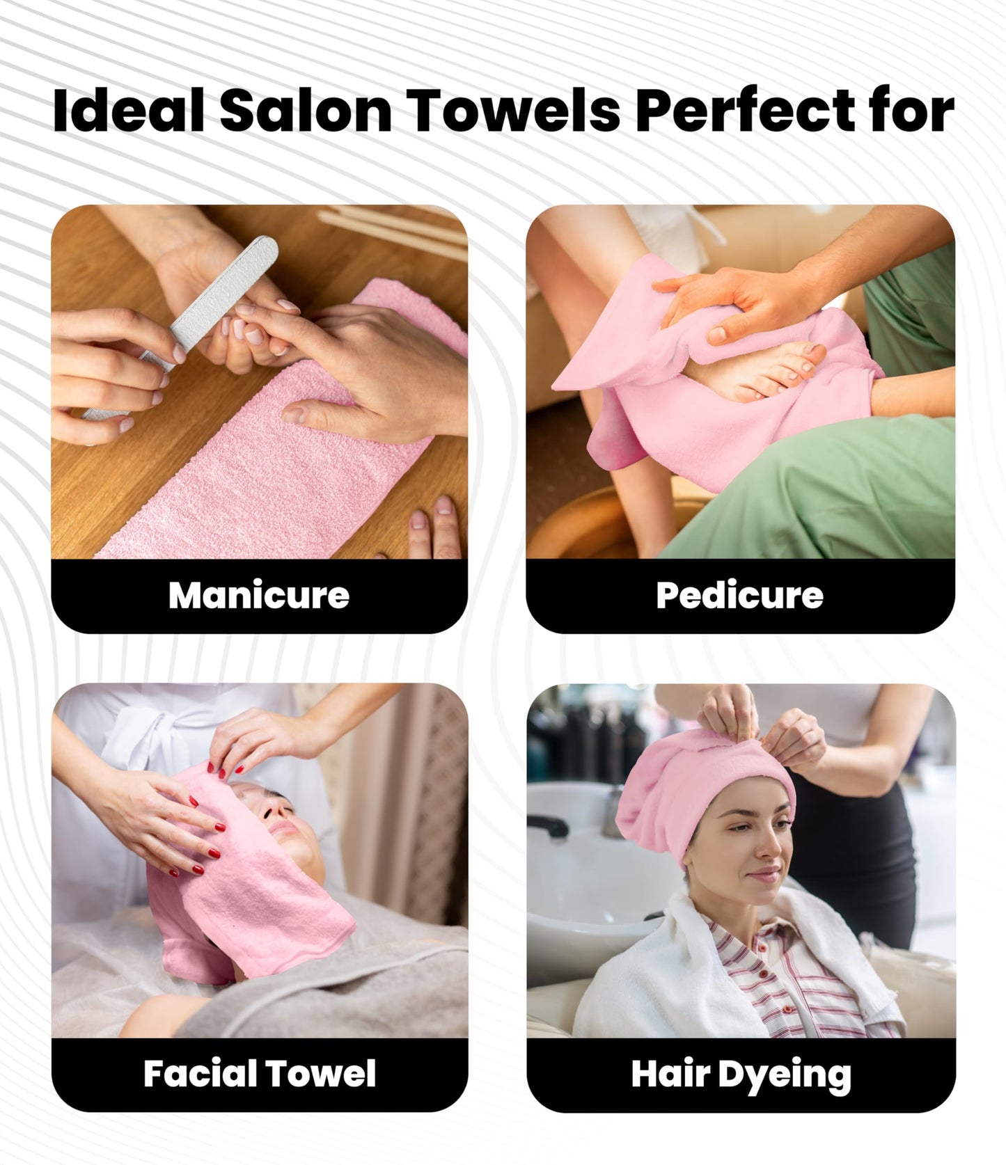 Avalon Towels Salon Towel - Pink Hand Towels Bulk Pack of 24 - 100% Cotton Absorbent Spa, Facial & Gym Towel for Working Out - 16x27 Inches (Not Bleach Proof)