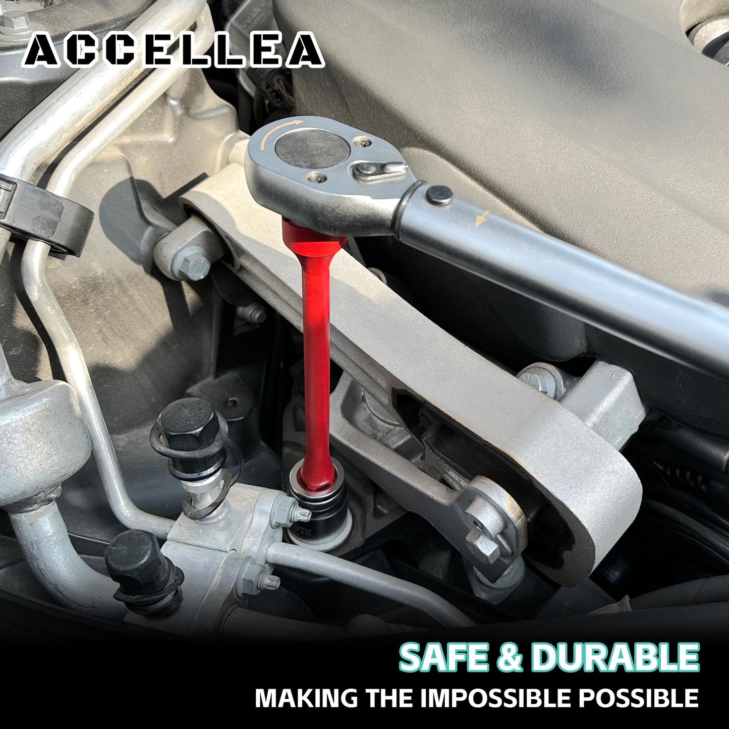 ACCELLEA 10-Piece Torque Limiting Extension Bar Set, 1/2" Drive, 8" Long, 65-150 Ft-lbs, CR-MO, SAE Standard, Color-Coded Impact Socket Extension Bar Set with Storage Case, for Tire Repair & Drills