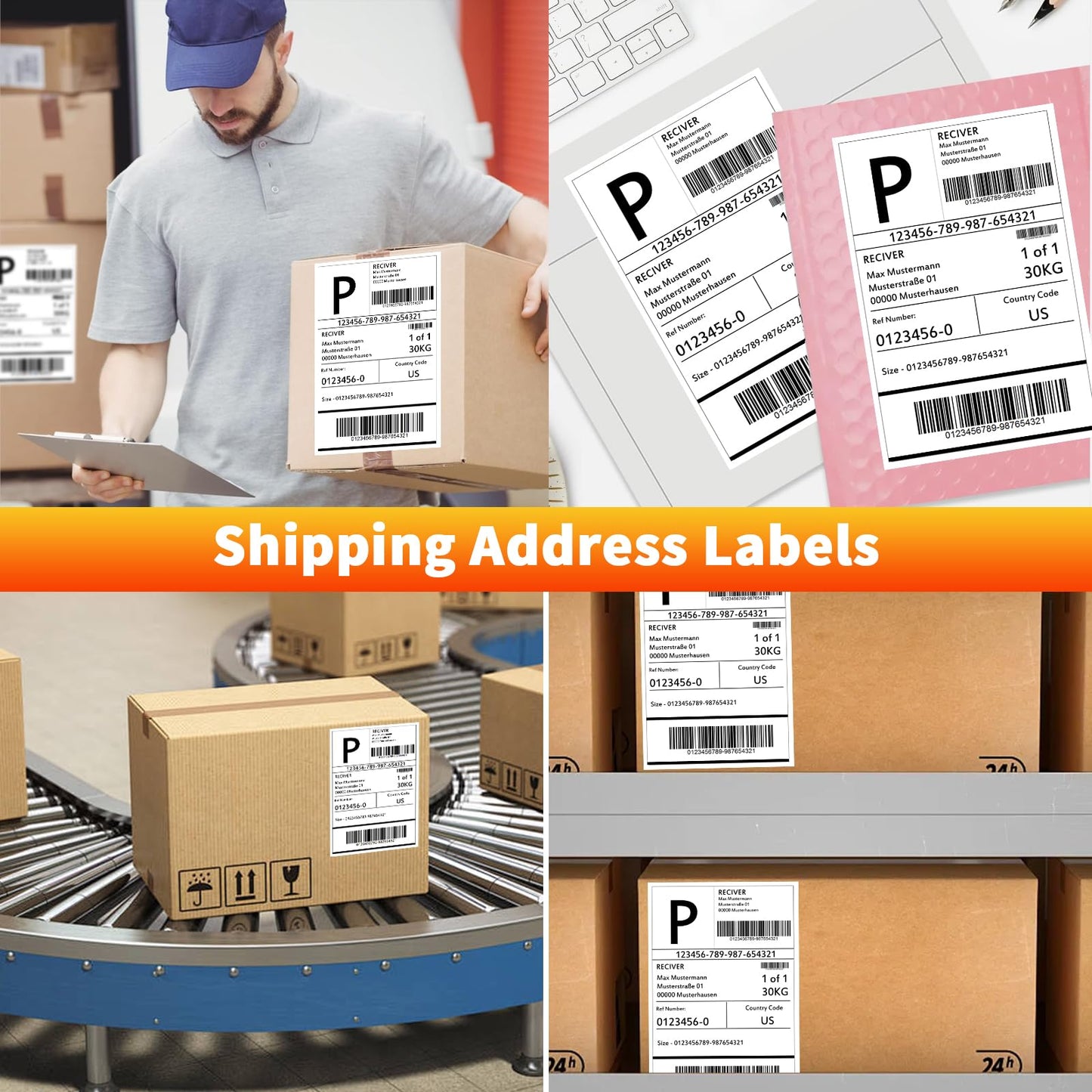 Printable Sticker Paper 8.5 x 11 Full Sheet Labels, 500 Sheets Matte Self Adhesive Sticker Paper for Inkjet & Laser Printer, Full Page Printable Label Paper for Shipping, Address, Product & FBA Labels