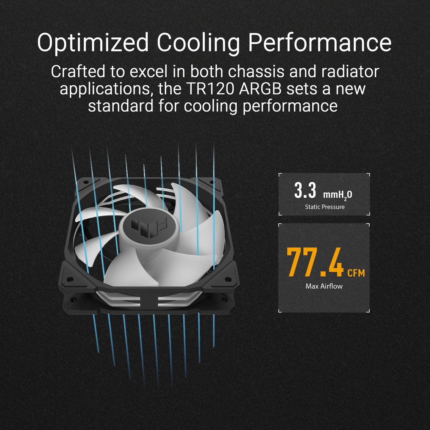 ASUS TUF Gaming TR120 ARGB Fan - Black - Triple Pack Higher Cooling Performance Extra-Thick 28mm Fan Frame, Exclusive Double-Layered LED Matrix Design with 16 Addressable RGB LEDs, Aura Sync