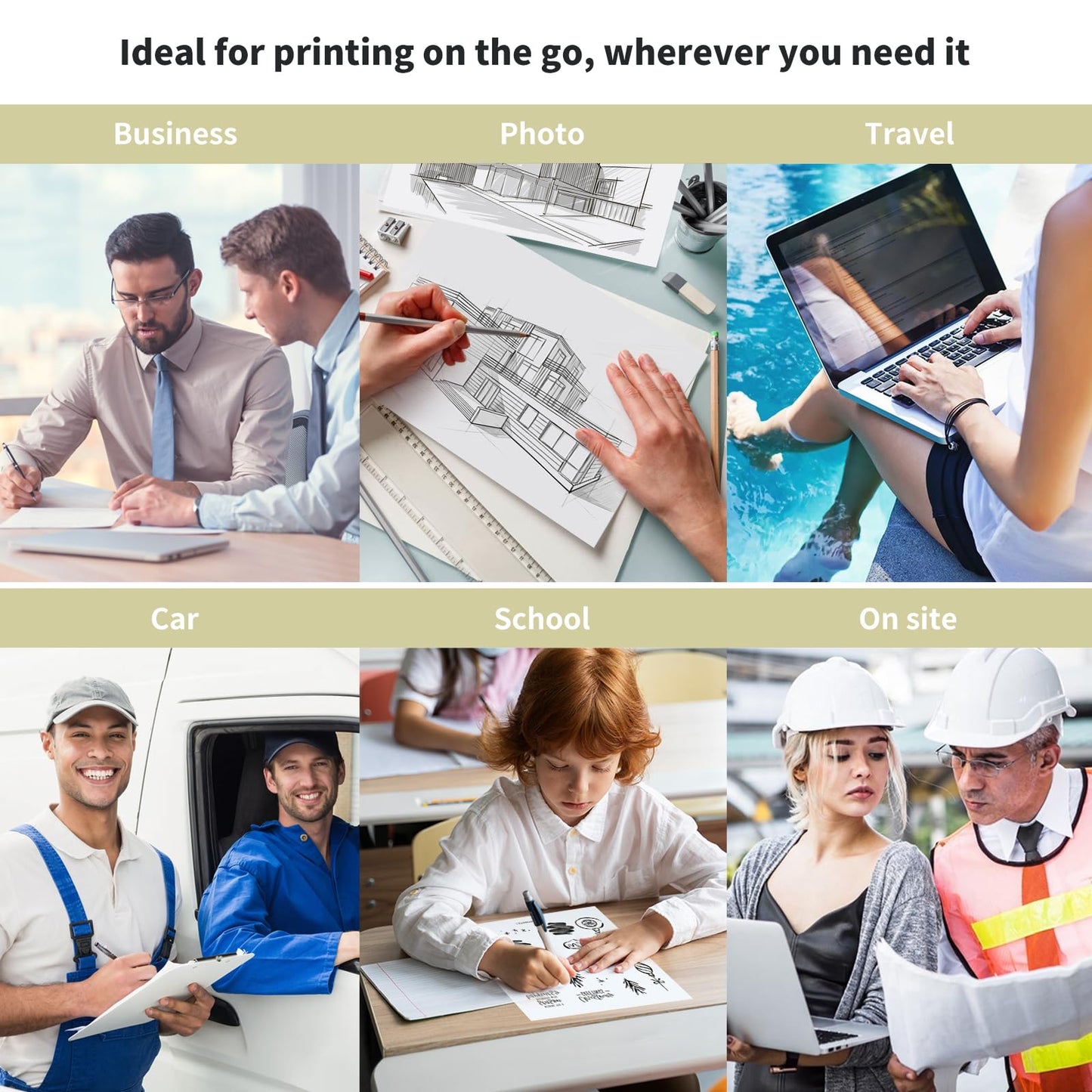 JADENS Portable Printers Wireless for Travel, Thermal Inkless Printer, Support 8.5" X 11" Thermal Paper(Yellow)
