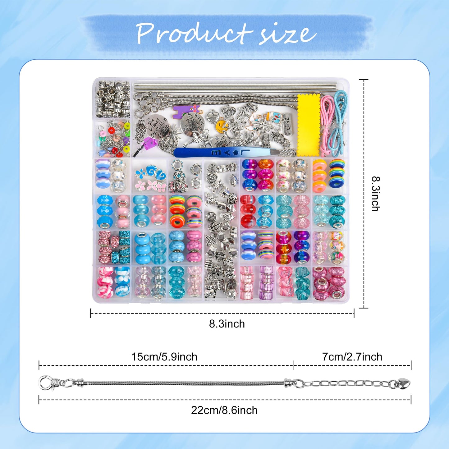 305Pcs Charm Bracelet Making Kit with Organizer Box, Uniartfy Beads Charms for Jewelry Making Kit, Birthday Gifts for Girls 8-12, DIY Arts Crafts for 6 7 8 9 10 11 12 Year Old Kids, Teens, Women