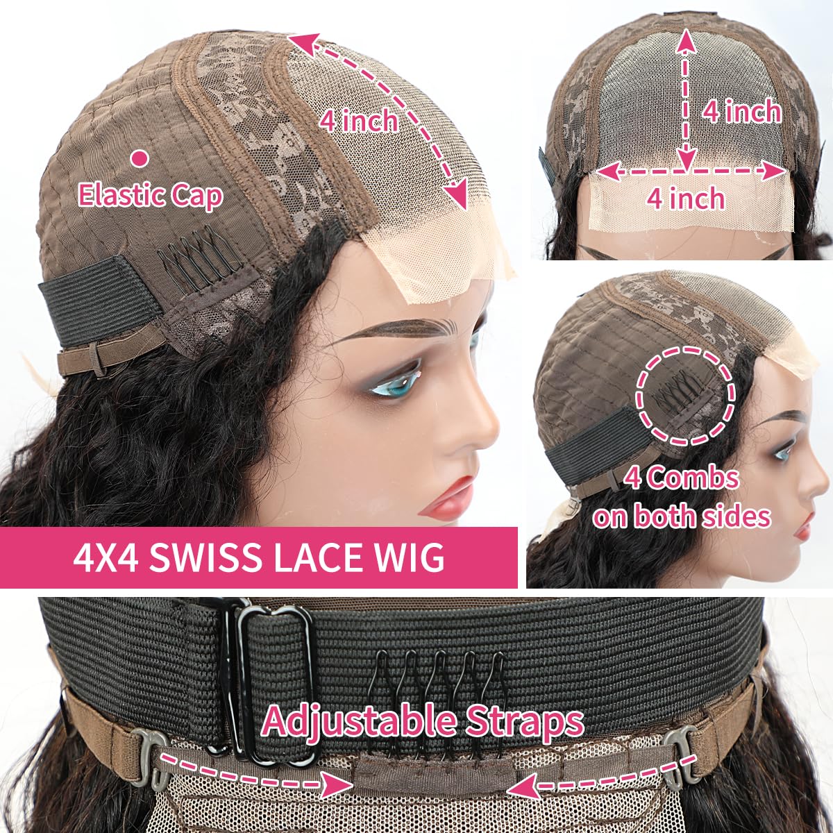 LICHANG 200% Density Deep Wave Lace Front Wigs Human Hair 26 Inch HD Lace Closure Wigs Human Hair Deep Curly 4x4 Lace Frontal Wig Human Hair Pre Plucked with Baby Hair for Black Women
