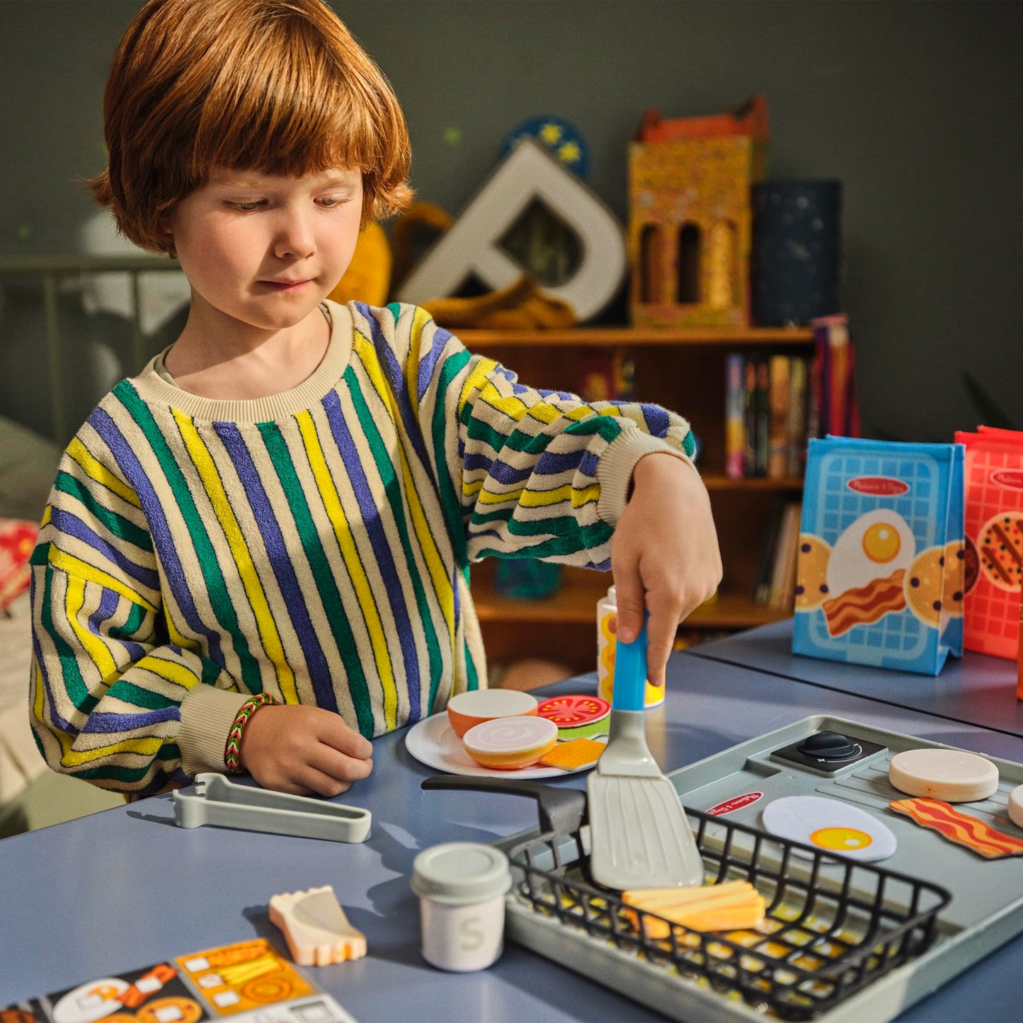 Melissa & Doug Flip & Fry Grill Play Set with Water Wow!® Color Reveal Play Food Preschool Toy Ages 3+