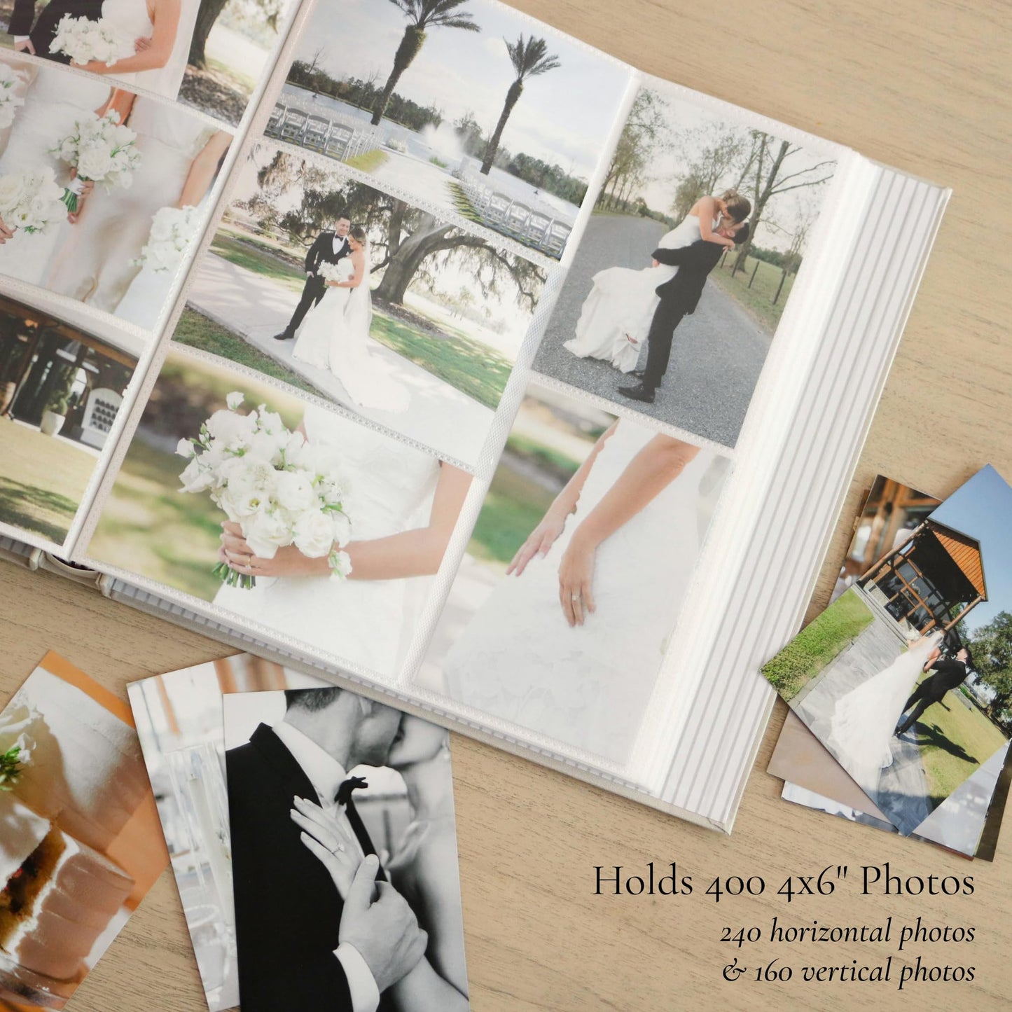 Wedding Photo Album 4x6 Pictures & Custom 2026 Year - Large Picture Scrapbook with 400 Pockets for Horizontal & Vertical Photos - Linen Photo Album Book for Personalized Wedding Day Memory Keepsake
