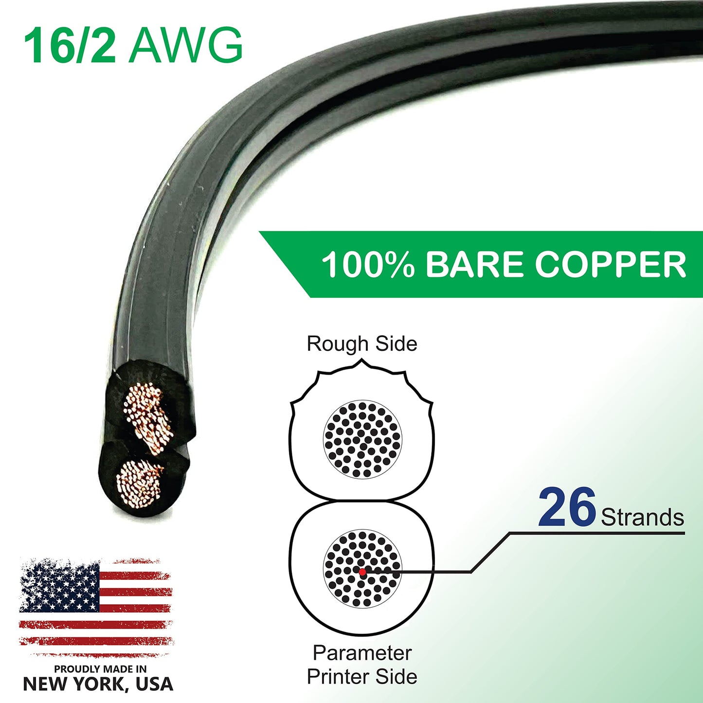 NATIONAL Wire&Cable 16/2 Low Voltage Landscape Lighting Wire - Made in USA - 16-Gauge 2-Conductor - 200 Feet