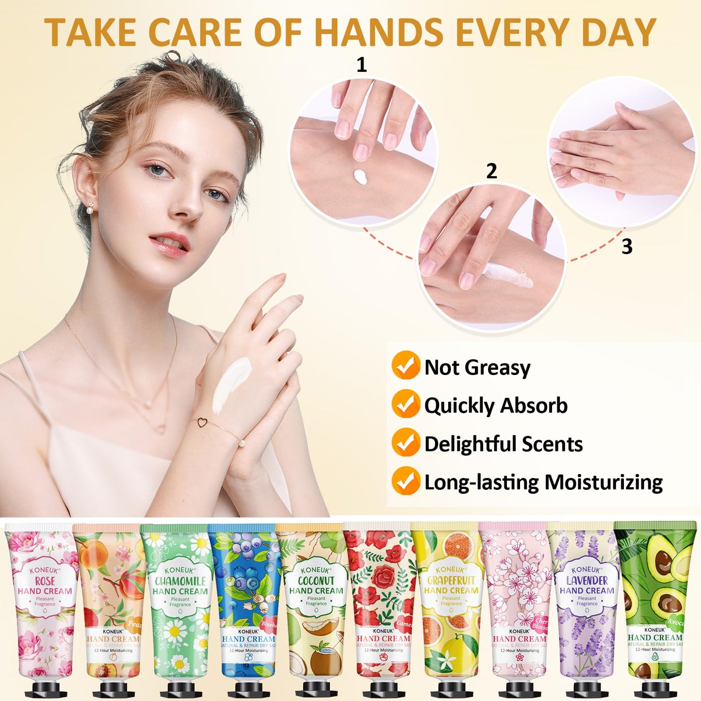KONEUK 160 Pack Hand Cream Gifts Set For Women, Mothers Day Gifts for Mom, Teacher Appreciation Gifts, Nurses Week Gifts and Bridal Wedding Favors, Bulk Hand Lotion Travel Size for Dry Cracked Hands
