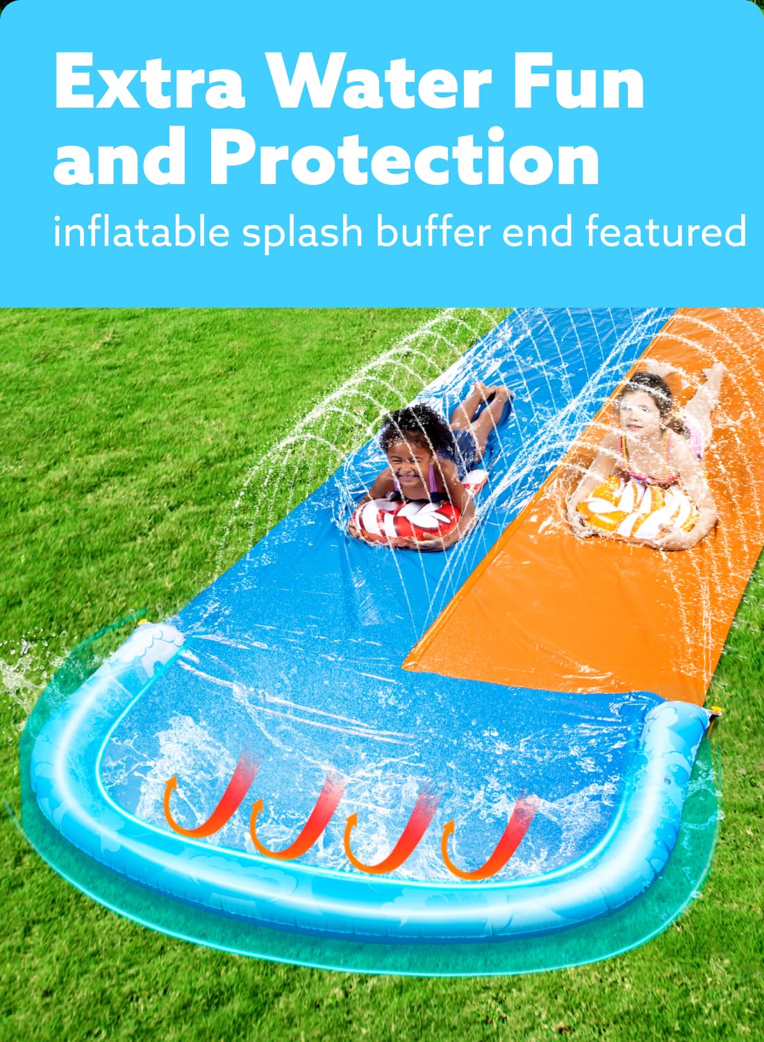 JOYIN 22.5ft Water Slides and 2 Bodyboards, Lawn Slide Summer Slip Waterslides Toy with Build in Sprinkler for Backyard Outdoor Water Fun for Kids
