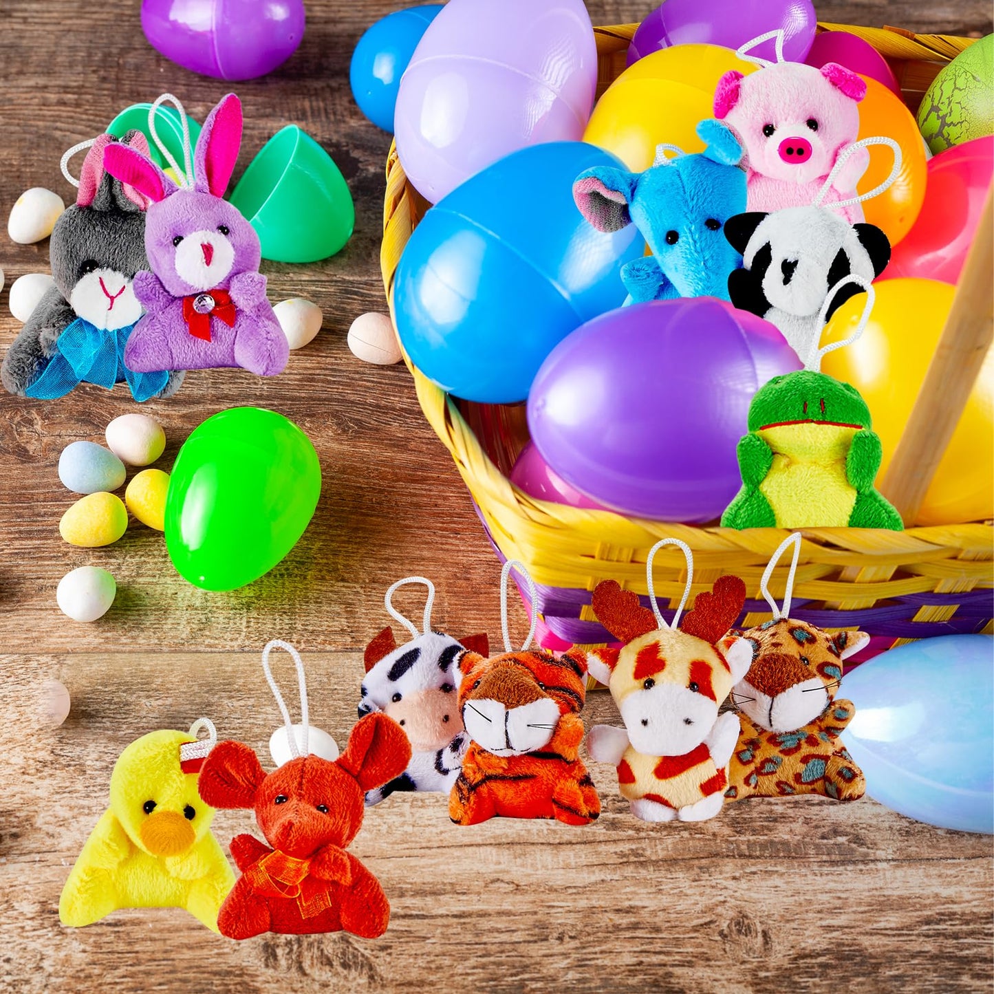 Ribyonten 120 Pack Mini Animal Plush Toy Set,Stuffed Animal Party Favors,Keychain Decoration,Christmas Party Favors,Easter Egg Stuffer,Valentine Exchange Toy,Carnival Prize