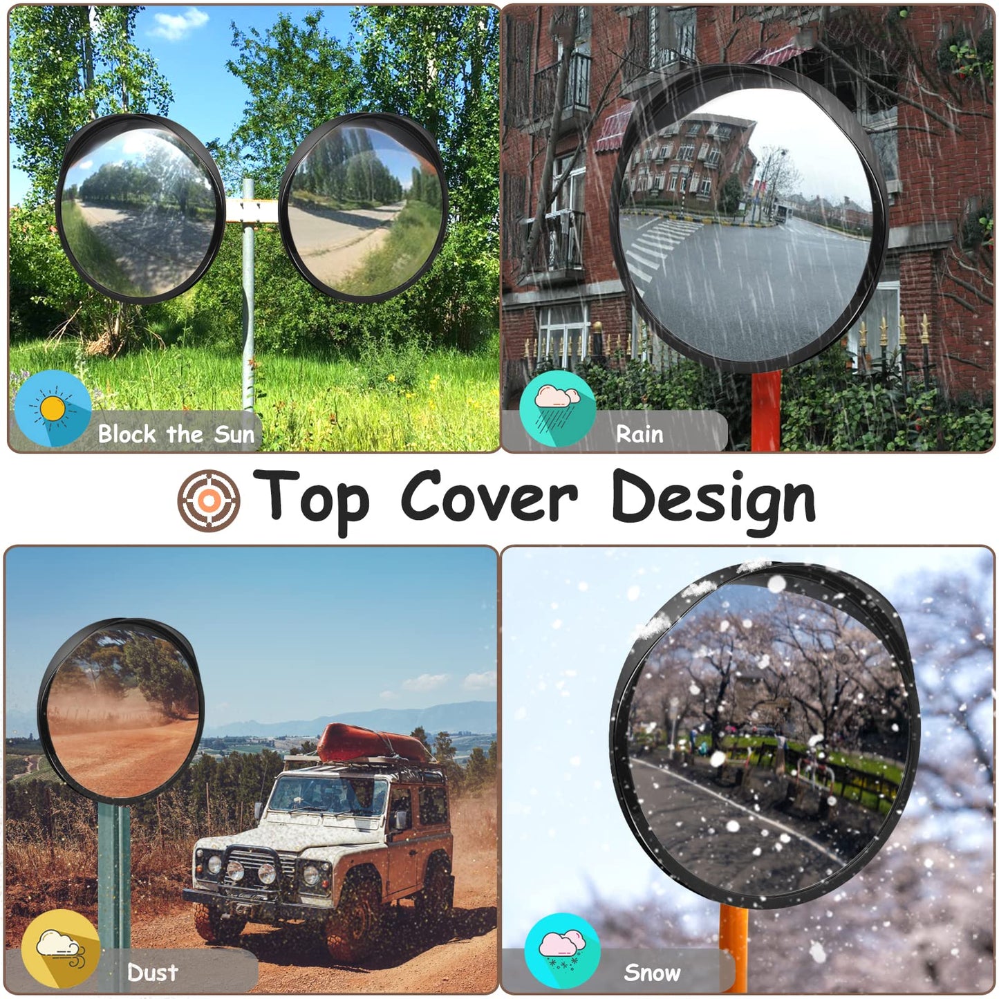 Convex Safety Mirror 𝟮𝟰" 𝗔𝗿𝗰𝘆𝗹𝗶𝗰 𝗗𝗿𝗶𝘃𝗲𝘄𝗮𝘆 𝗠𝗶𝗿𝗿𝗼𝗿, Outdoor Security Mirror Extends View With Adjustable Fixing Bracket, Driveway Parking Garage Office Home Factory By Hydencamm
