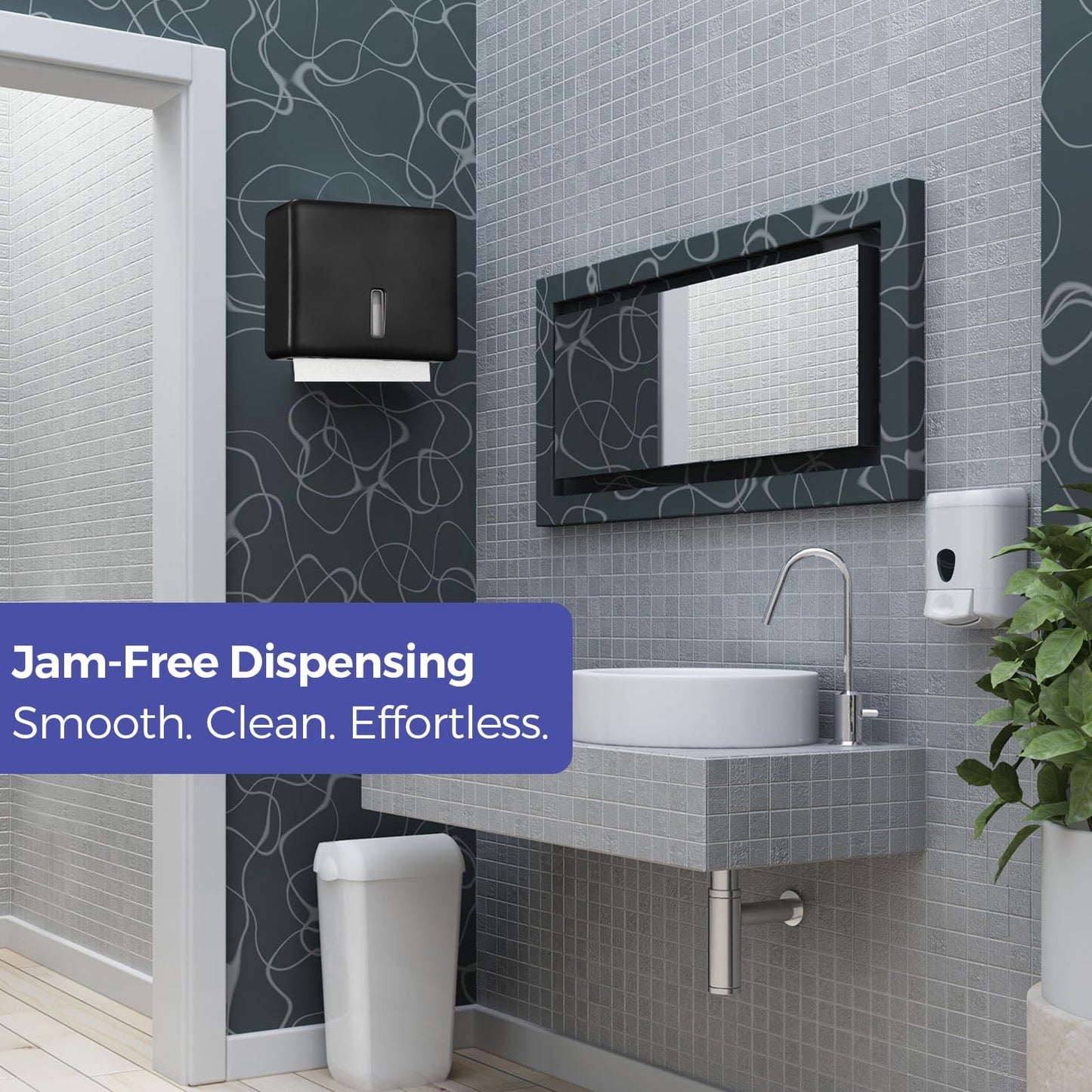 Stardrix 2-Pack Multifold Paper Towel Dispenser Wall Mount (Black) – Large Capacity C-Fold, Trifold, and Folded Commercial Hand Towel Holder for Bathroom & Restroom – Adhesive or Screw Mounted