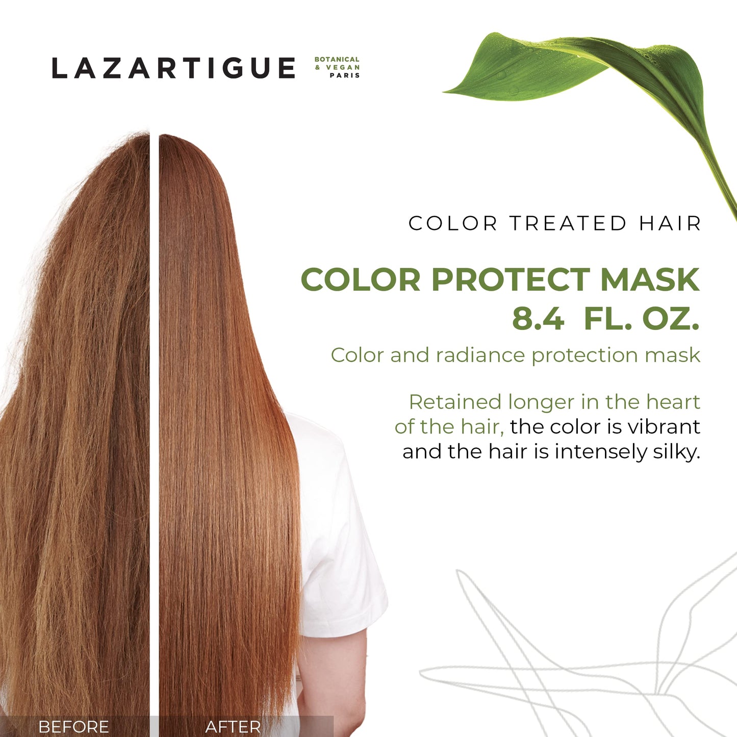 Lazartigue Colour Color & Radiance Protection Mask, Enriched with Camellia Oil, Nourishes Hair Fiber, Enhances & Leaves Hair Silky, Vegan, 8.4 Oz