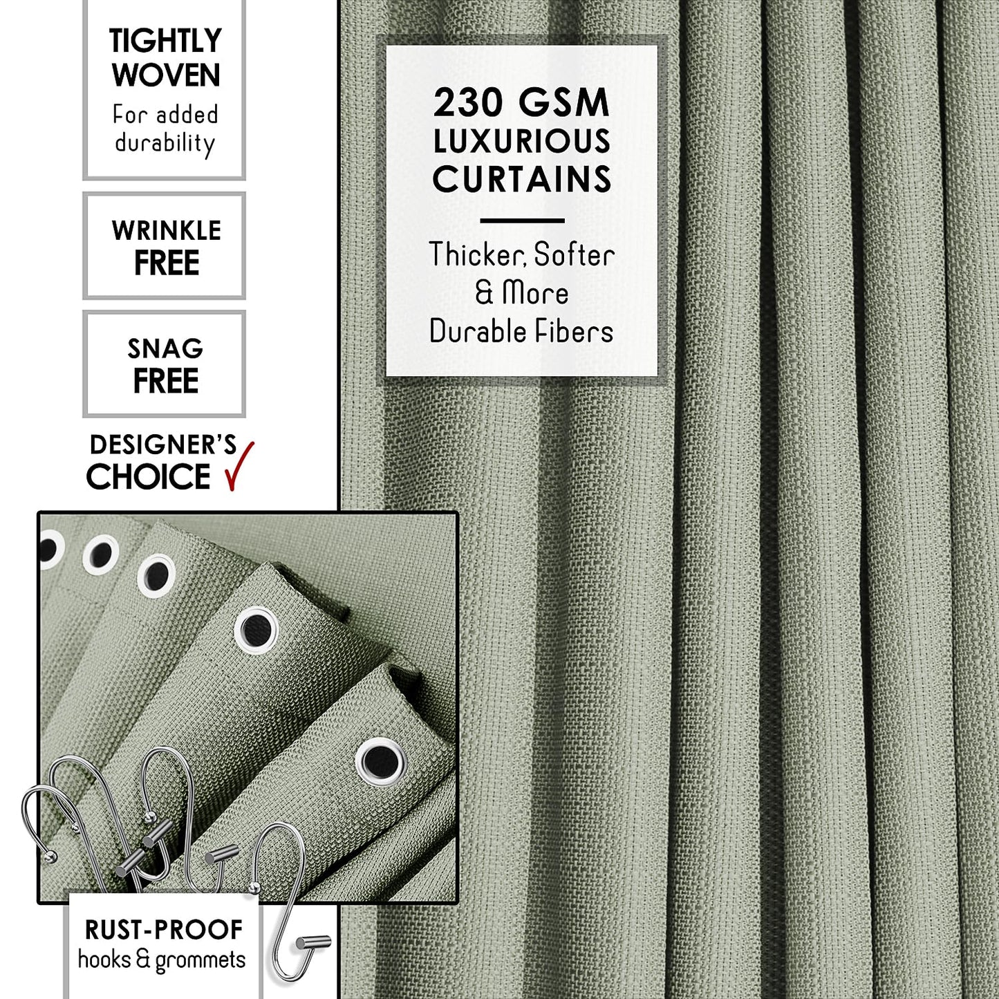 Clara Clark Sage Green Bathroom Set - Bathroom Accessories Set, 19PC Bathroom Accessory Set, Bathroom Sets with Shower Curtain Set, Soap Dispenser & Toothbrush Holder