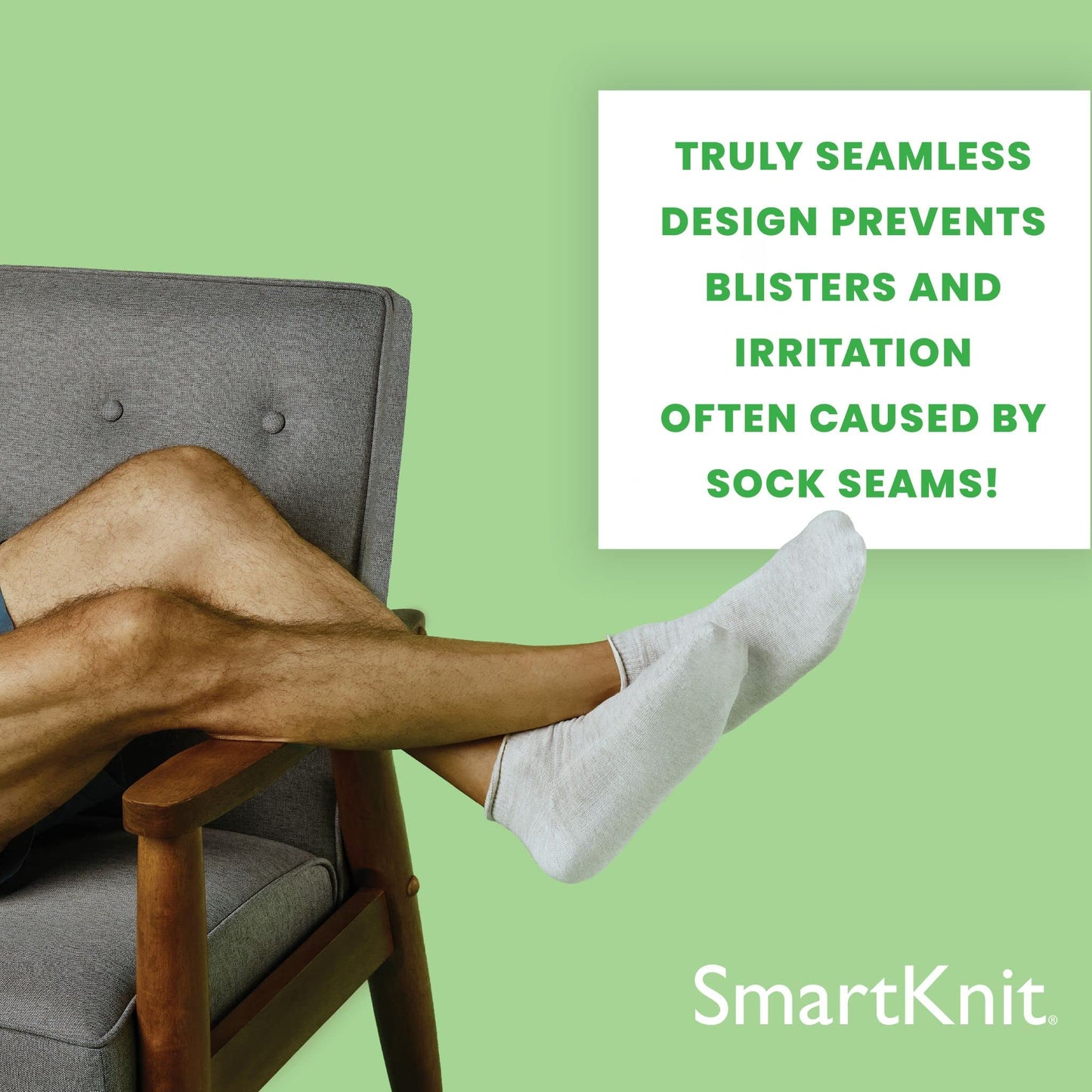 SMARTKNIT Seamless Diabetic Mini Crew Socks 3 Pack (6 Count), Medium, White