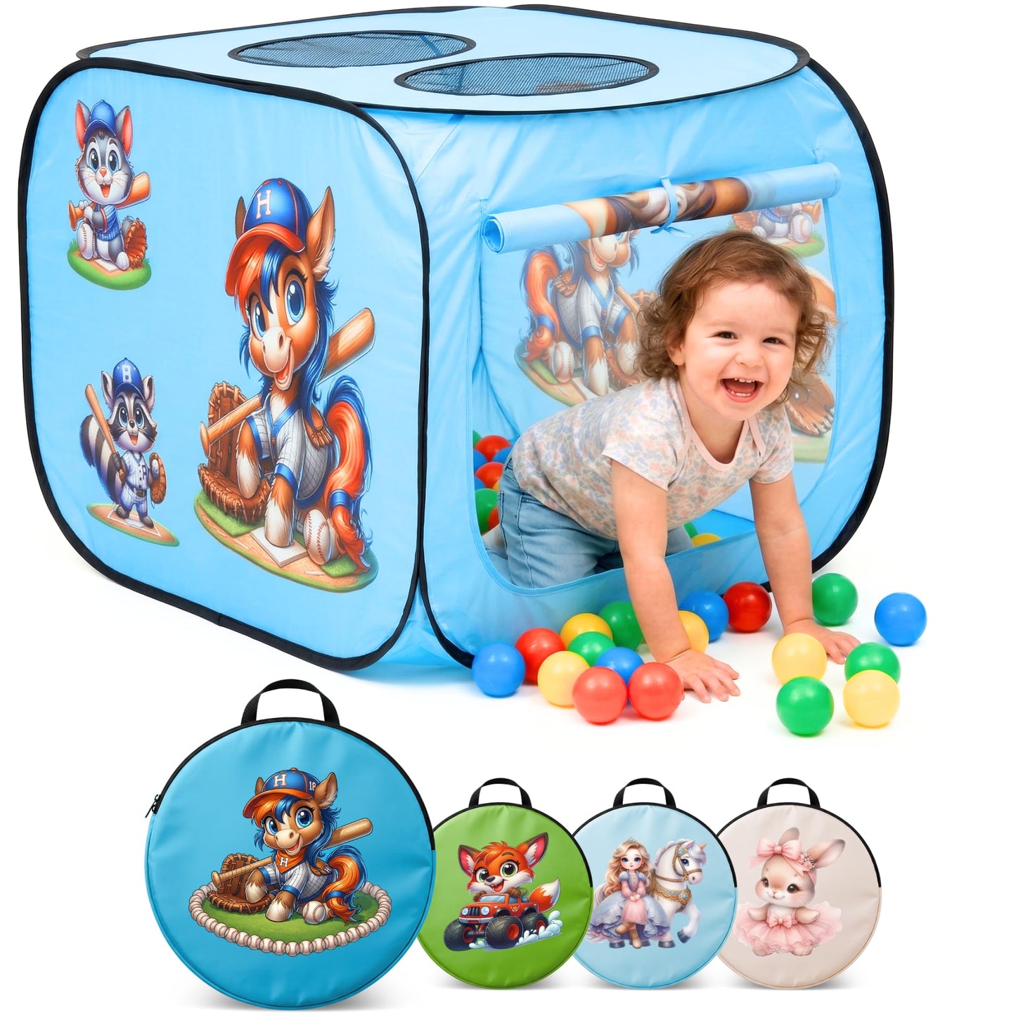 Pop Up Kids Play Tent – Foldable Playhouse for Boys, Girls, Toddlers & Babies with Carry Bag, 44 X 27'' Polyester, See-Through Breathable Mesh, Ideal for Birthday Gift, Kids Tent Indoor Outdoor