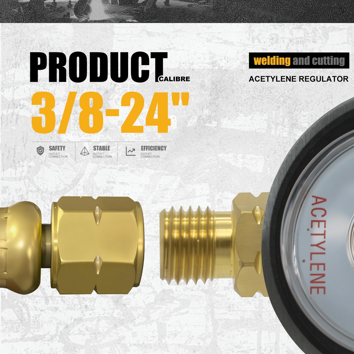AWLOLWA AR-B CGA520 B Tank Acetylene Regulator, Matching Turbo Style Acetylene Kit, Air Acetylene