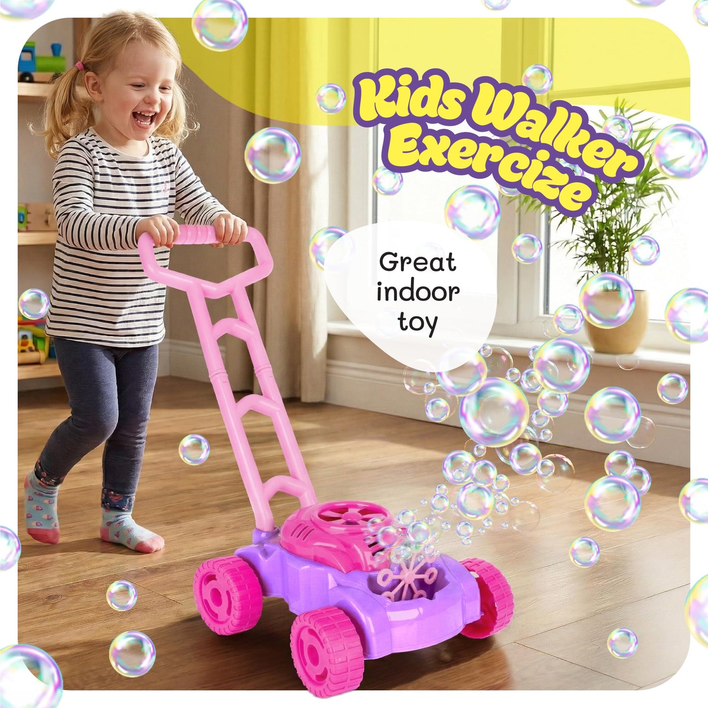ArtCreativity Bubble Lawn Mower for Toddlers 1-3, Bubble Machine for Kids, Gift for 2-Year-Old Girl, for Grandkids, Push Toys for Kids Age 1 2 3+ Birthday Gifts for Preschool Girls