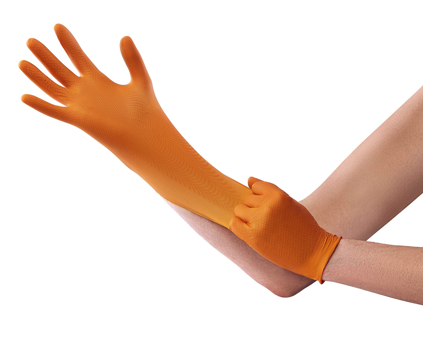Venom Steel Maximum Grip Nitrile Gloves, 8 Mil Thick, Raised Diamond Texture For Grip, Puncture and Rip Resistant, Hi-Visibility Orange, Large (100 Count)