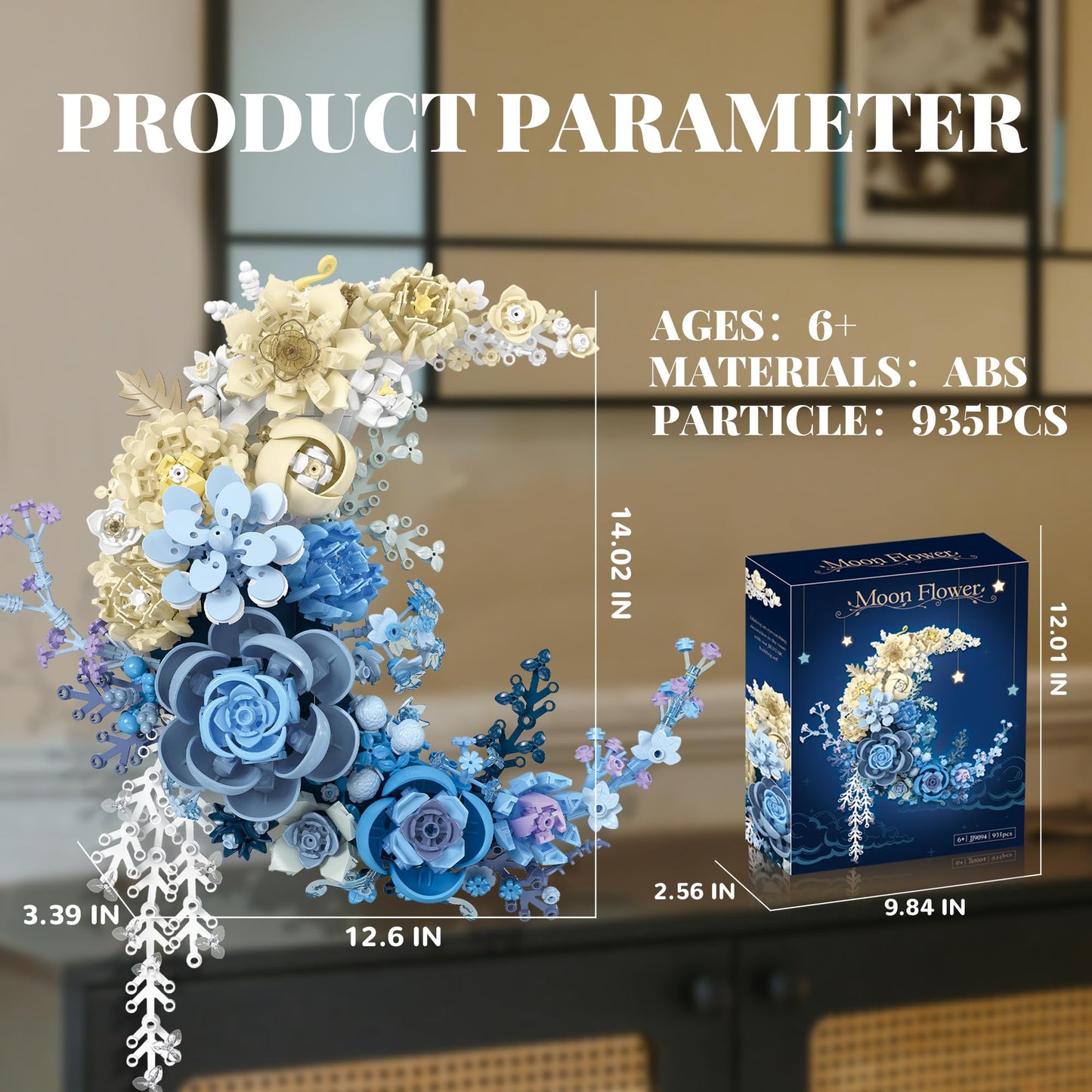 Nayihoop Moon Flower Building Set Botanical Collection Blossom for Wall Decor -934pcs