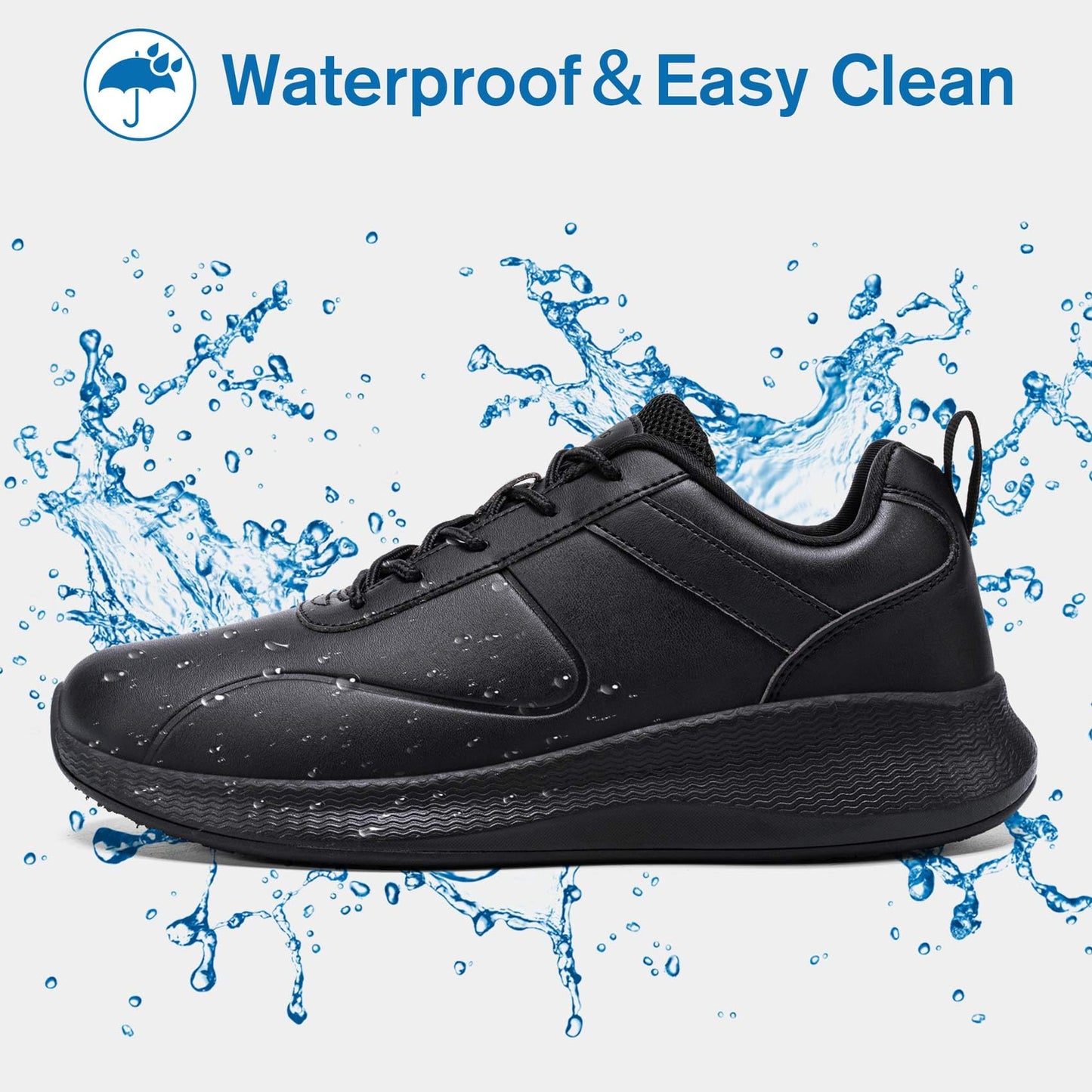 Taquco Non Slip Work Shoes for Women Food Service Lightweight Waterproof Kitchen Chef Shoe Restaurant Walking Sneakers Nursing Slip Resistant Footwear (Black,7)