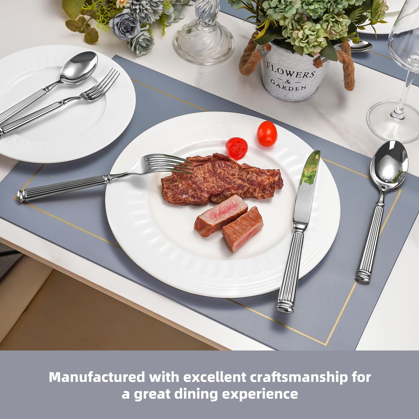 20-Piece 18/10 Stainless Steel Forged Flatware Set Heavy Duty Silverware for 4, Thick Handle, Ideal for Gift
