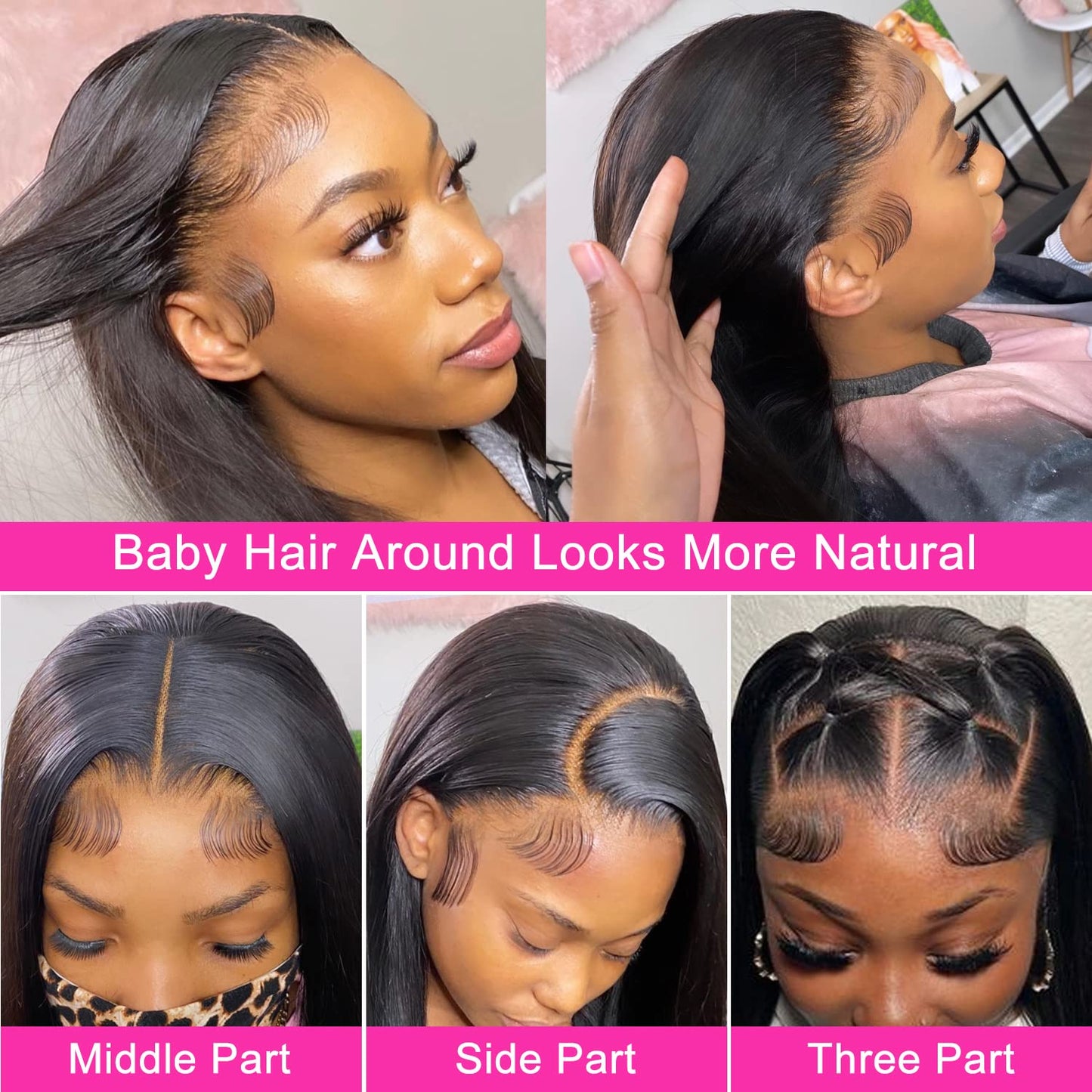 mengkai 13X6 Straight Lace Front Wigs Human Hair Pre Plucked with Baby Hair 13x6 HD Transparent Lace Frontal Wigs Human Hair 180% Density Straight Human Hair Wigs for Women 30 Inch Glueless Wigs