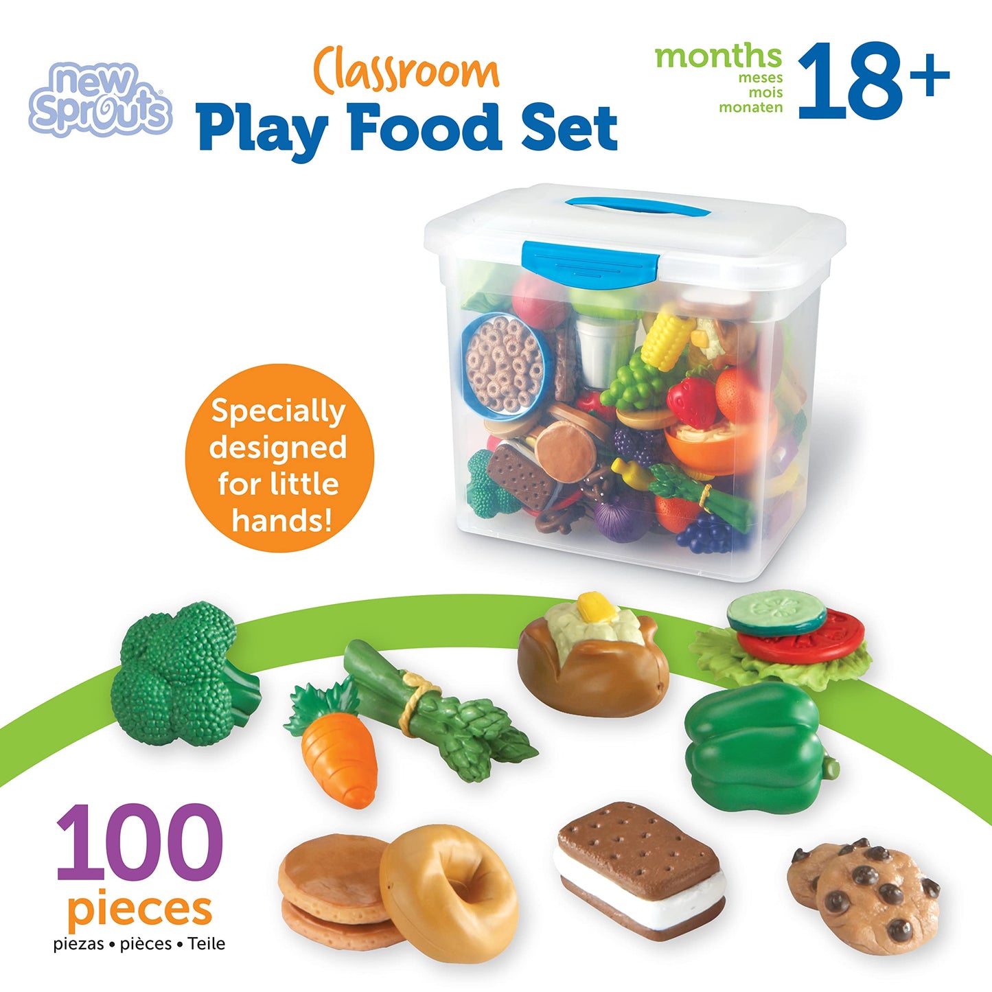 Learning Resources New Sprouts Classroom Play Food Set - Play Food for Toddlers, Toddler Learning Toys , Ages 18 Months +, 100 Pieces,